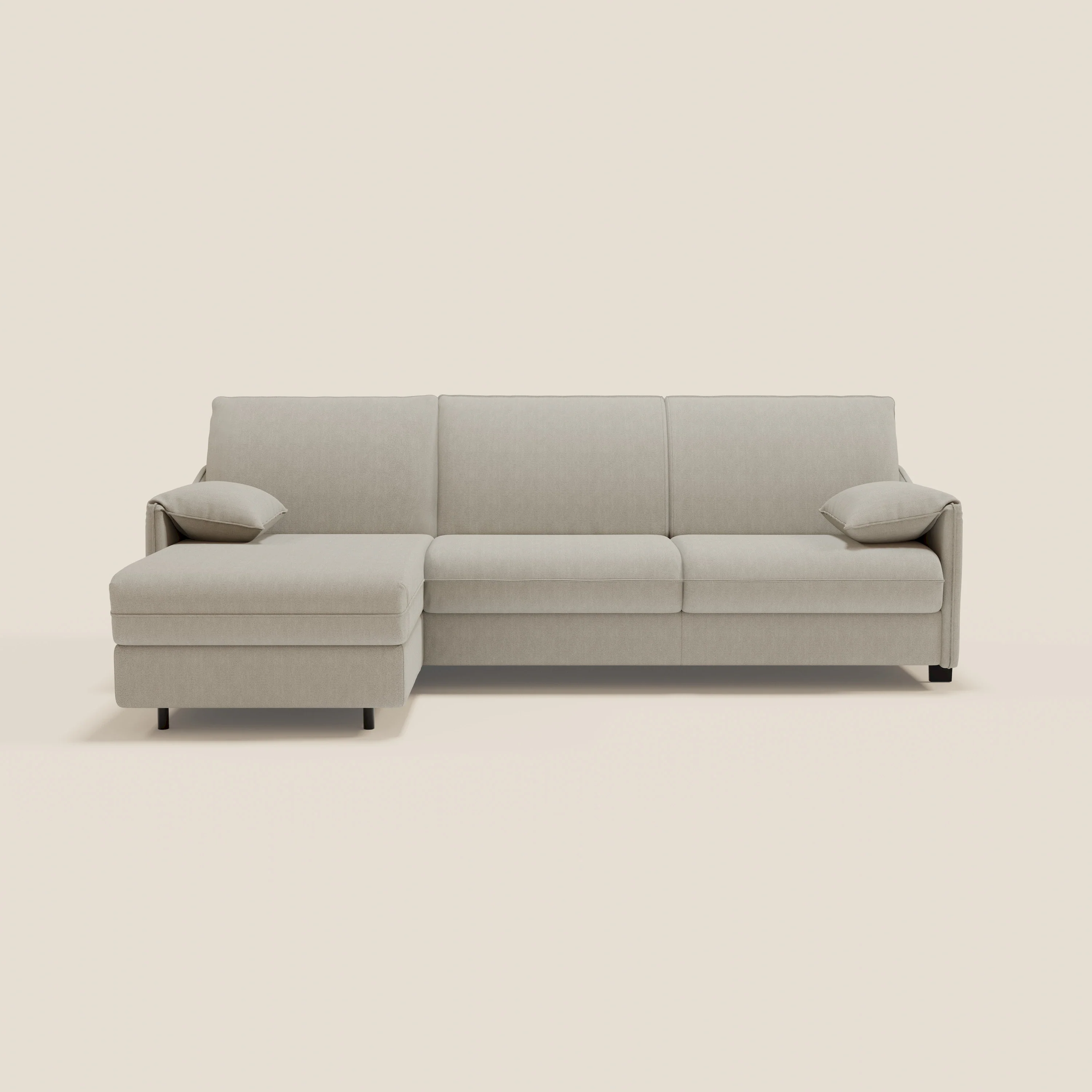 Primula Canapé convertible d'angle avec matelas H18 cm et chaise longue coffre en tissu détachable T05 crème - Image 13