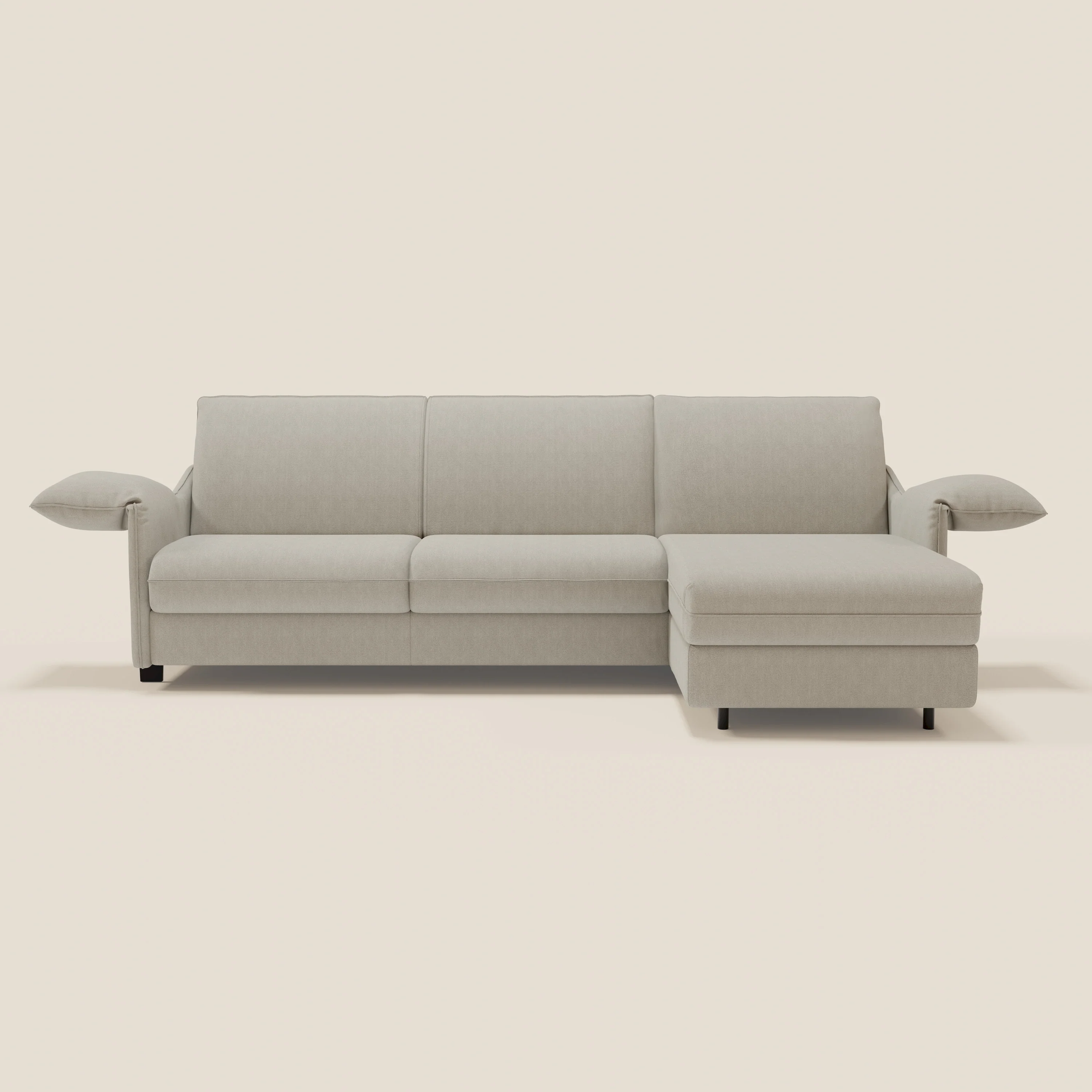 Primula Canapé convertible d'angle avec matelas H18 cm et chaise longue coffre en tissu détachable T05 crème - Image 3