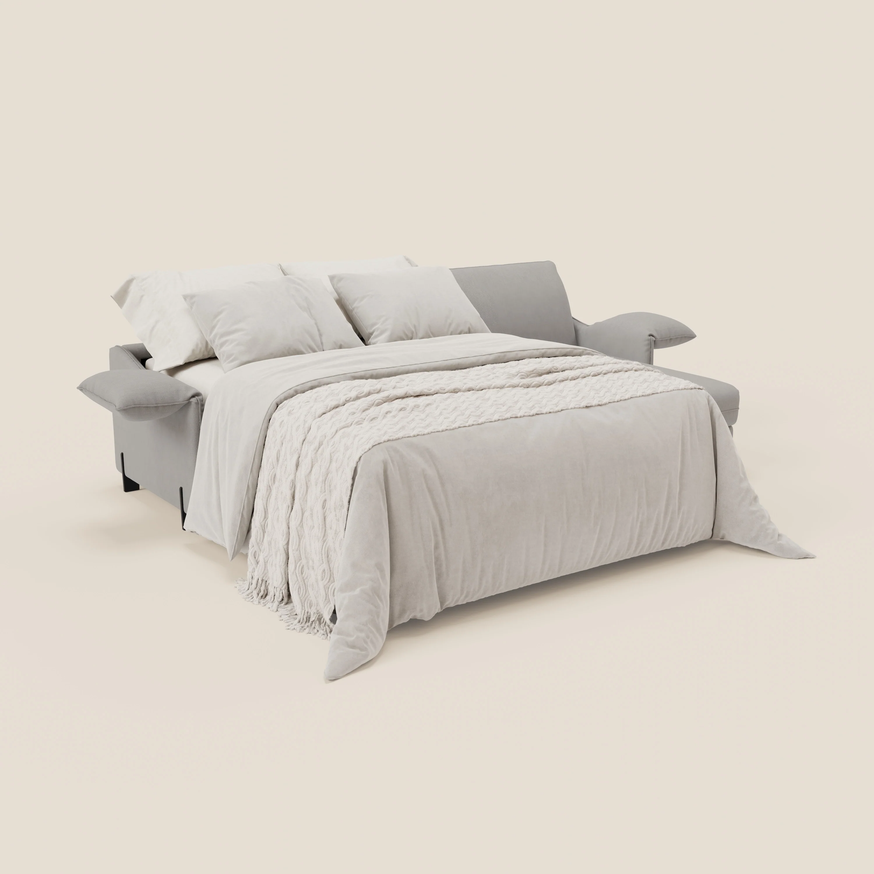 Primula Canapé convertible d'angle avec matelas H18 cm et chaise longue coffre en tissu détachable T05 gris - Image 2