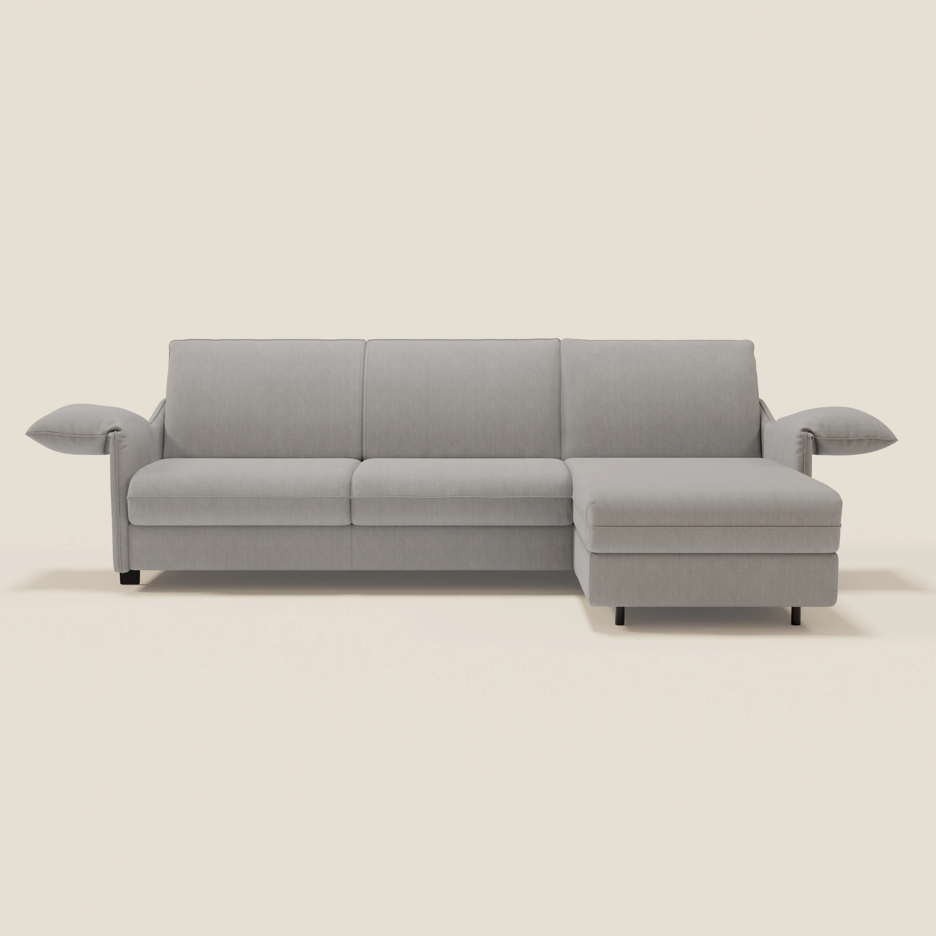 Primula Canapé convertible d'angle avec matelas H18 cm et chaise longue coffre en tissu détachable T05 gris - Image 3