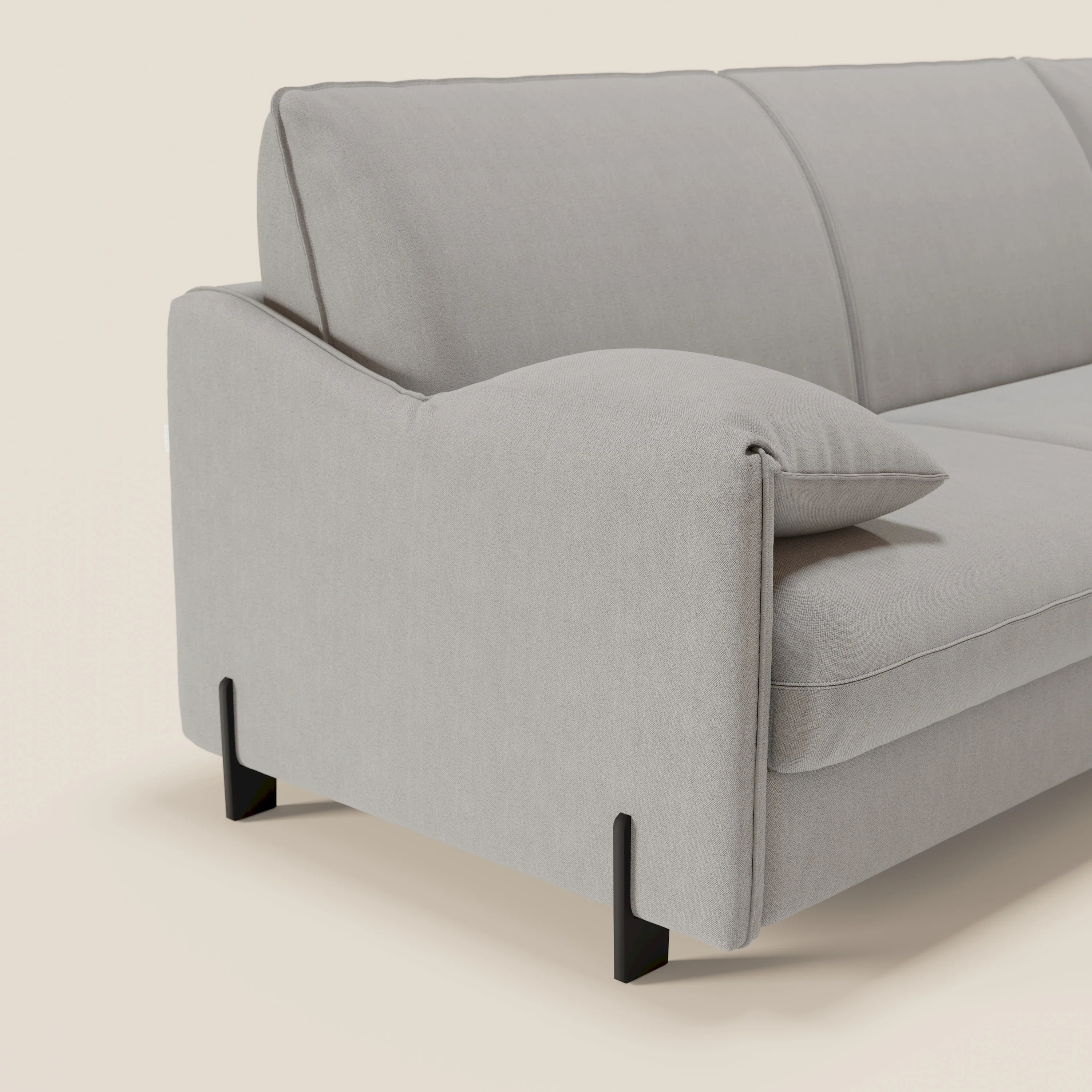 Primula Canapé convertible d'angle avec matelas H18 cm et chaise longue coffre en tissu détachable T05 gris - Image 5
