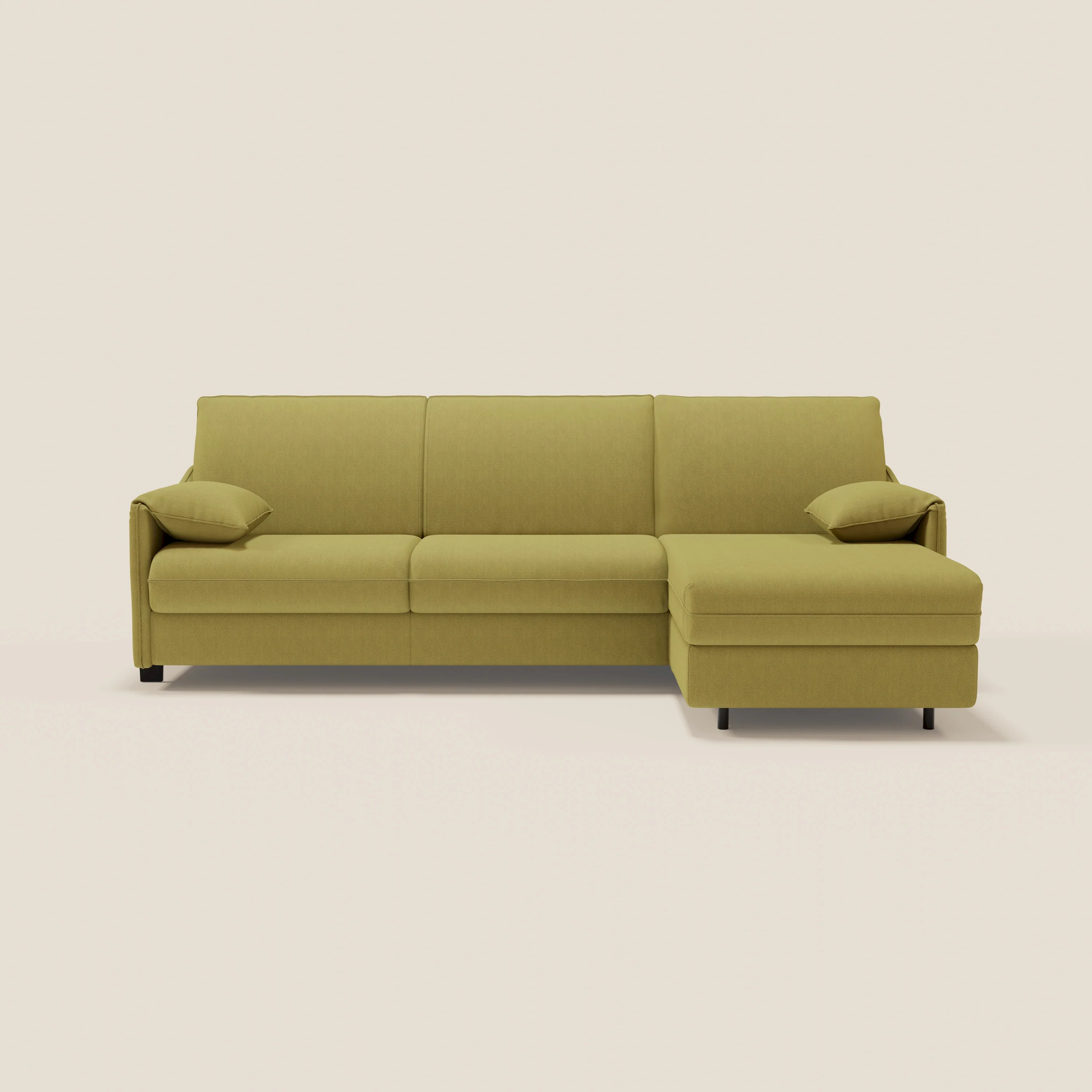 Primula Canapé convertible d'angle avec matelas H18 cm et chaise longue coffre en tissu détachable T05 jaune