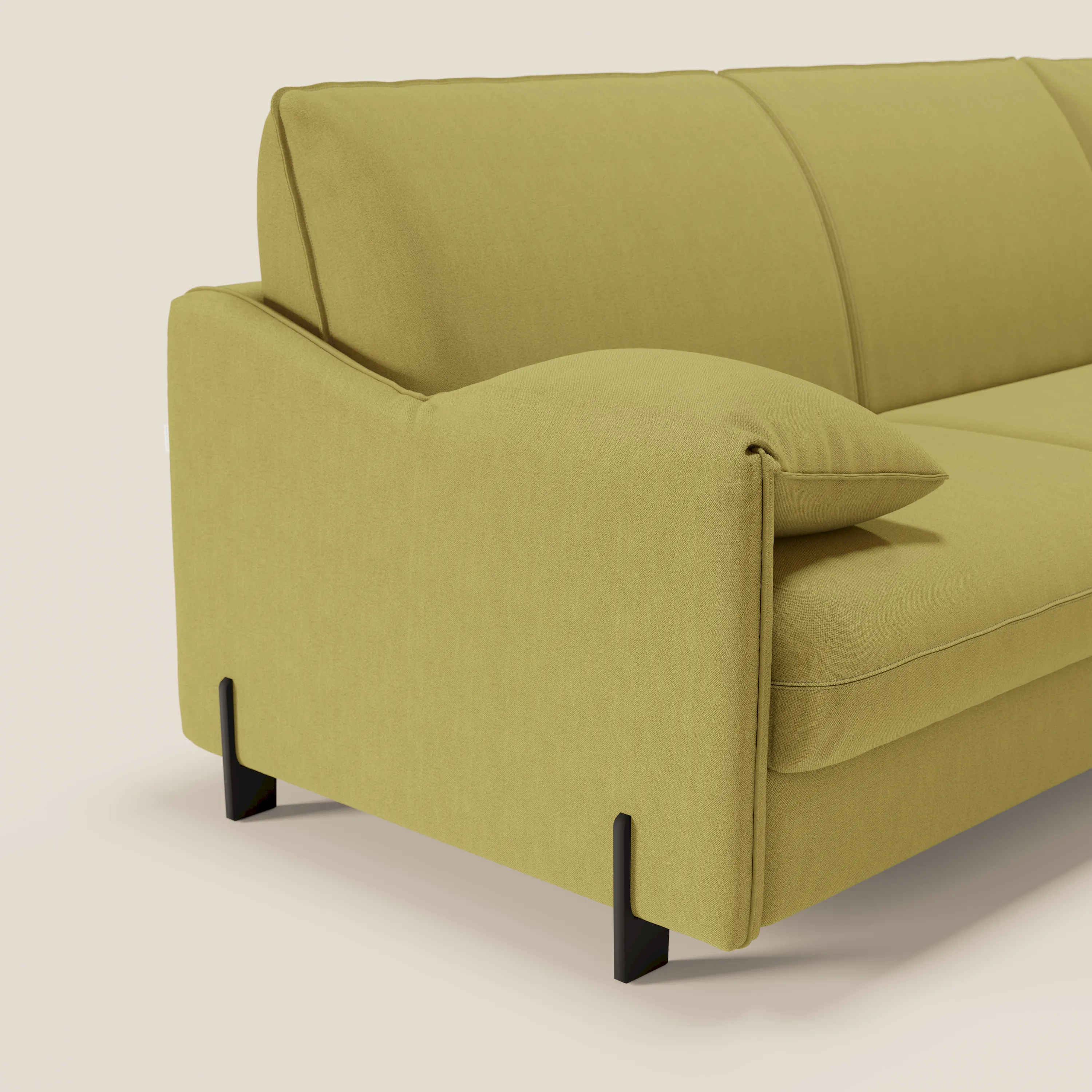 Primula Canapé convertible d'angle avec matelas H18 cm et chaise longue coffre en tissu détachable T05 jaune - Image 10