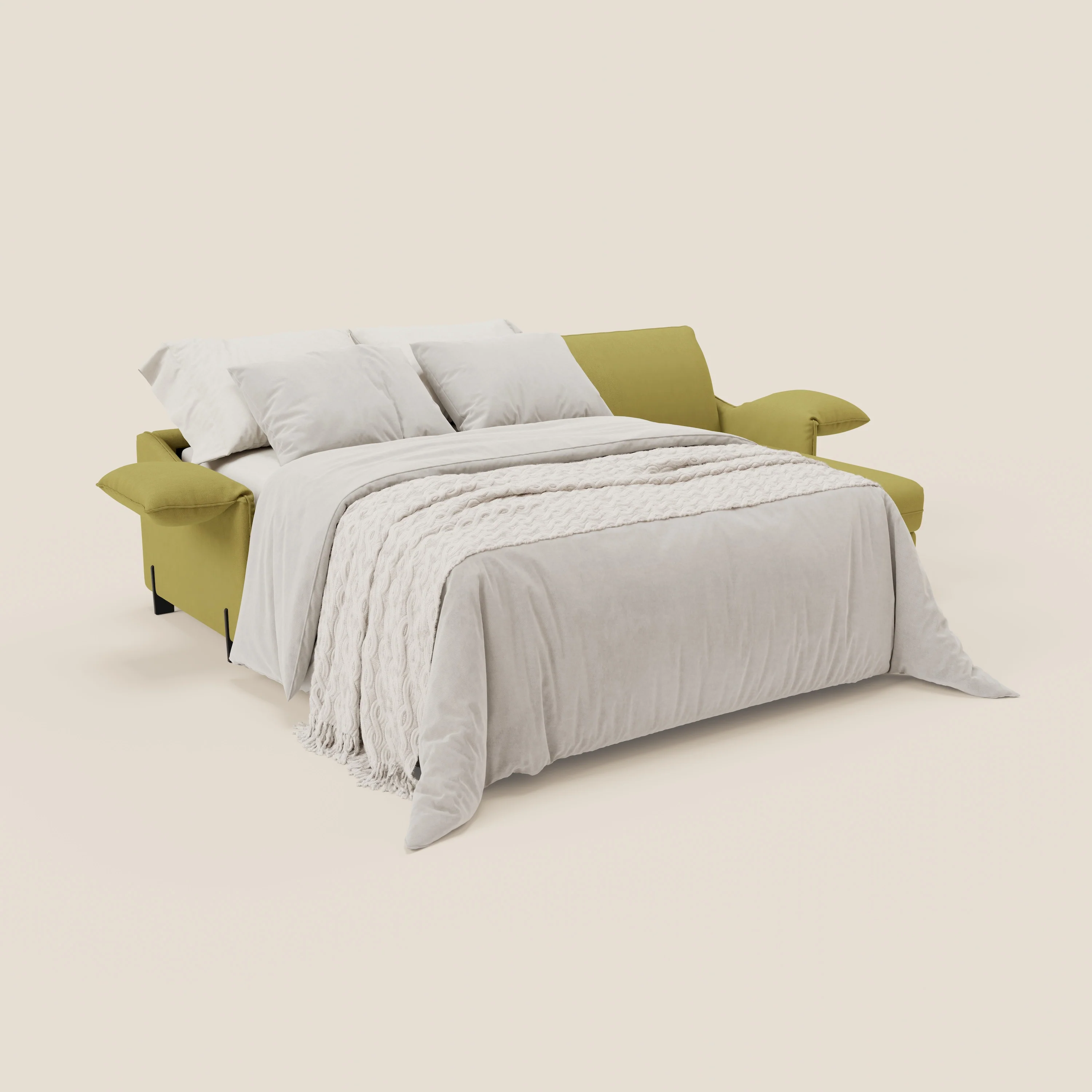 Primula Canapé convertible d'angle avec matelas H18 cm et chaise longue coffre en tissu détachable T05 jaune - Image 2