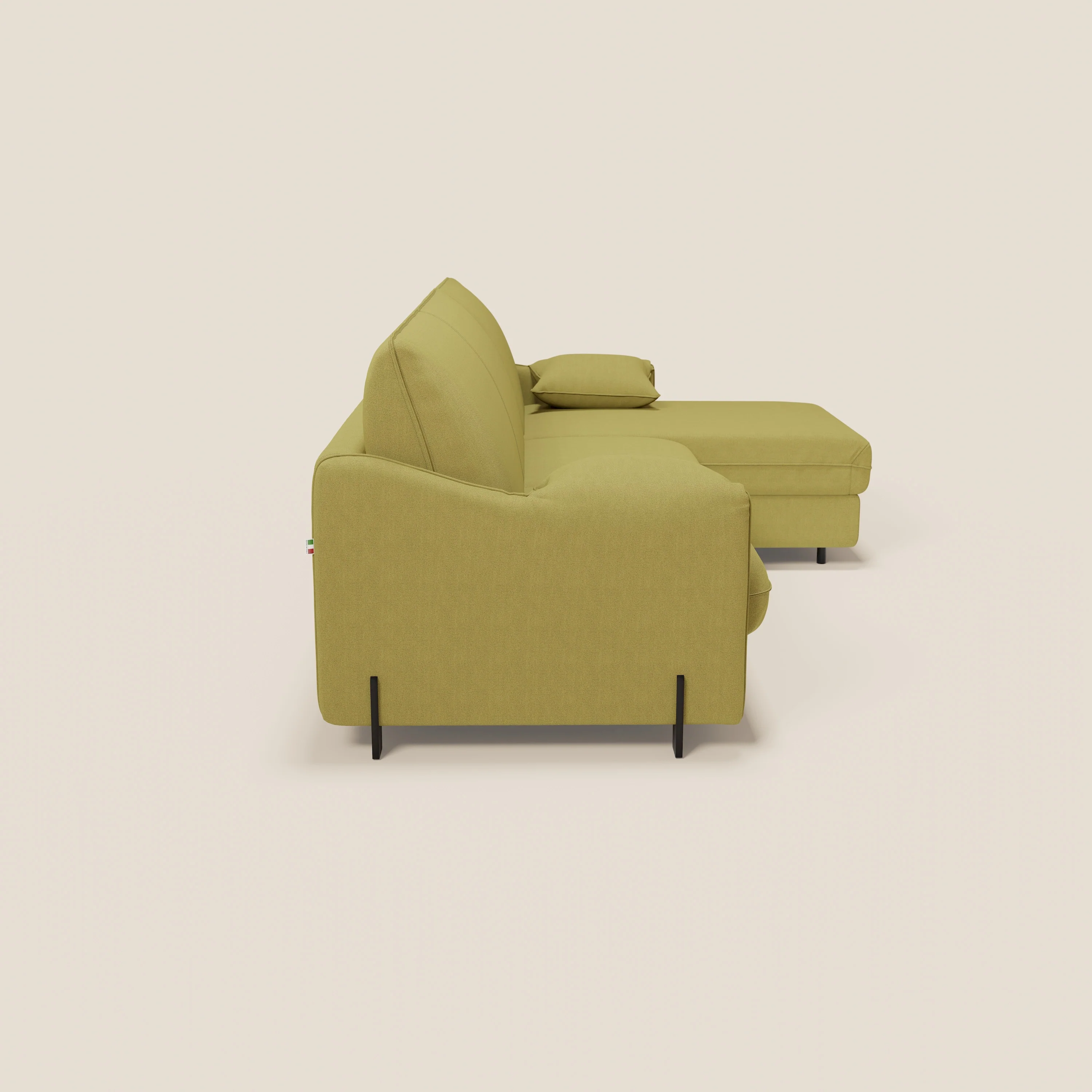 Primula Canapé convertible d'angle avec matelas H18 cm et chaise longue coffre en tissu détachable T05 jaune - Image 8