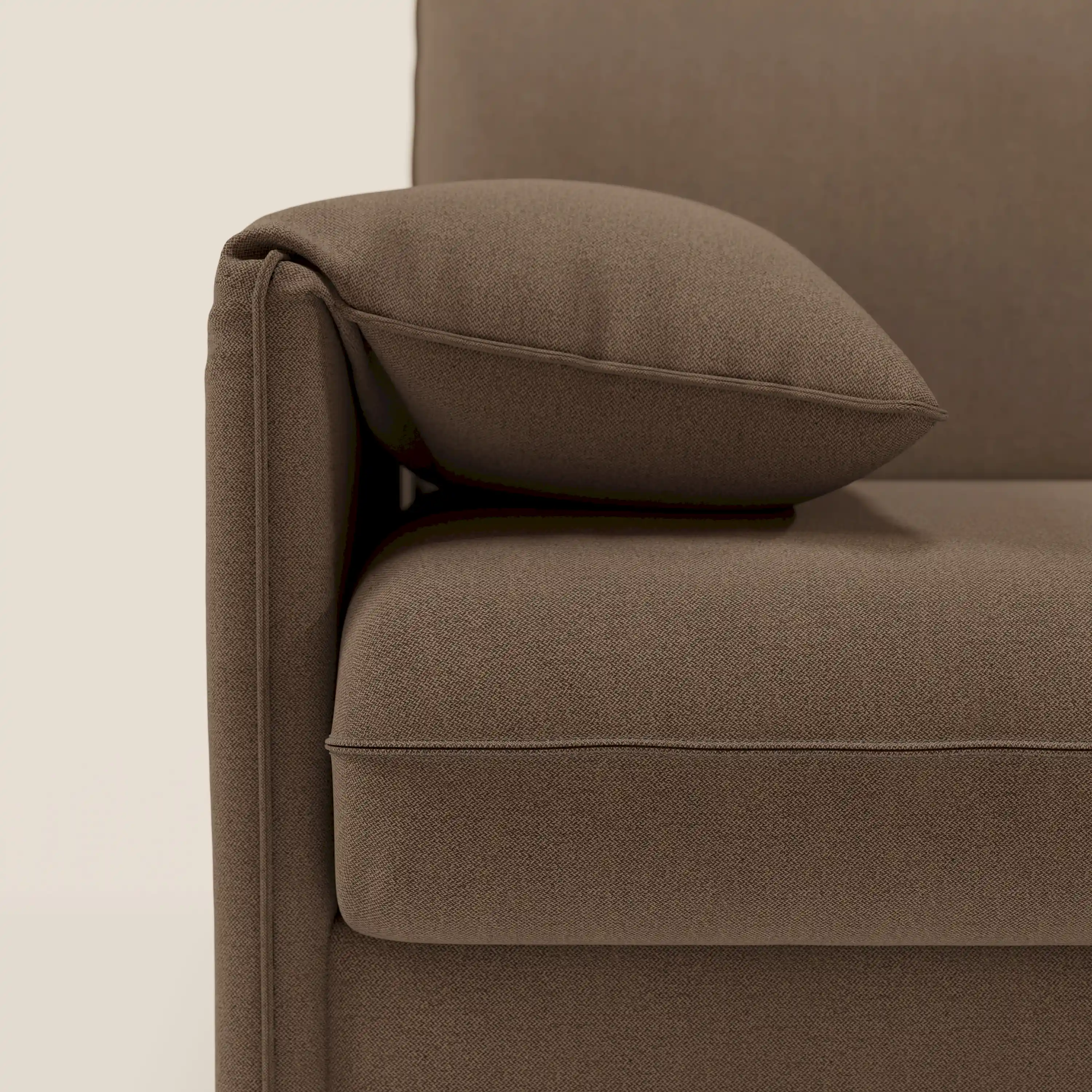 Primula Canapé convertible d'angle avec matelas H18 cm et chaise longue coffre en tissu détachable T05 marron - Image 10