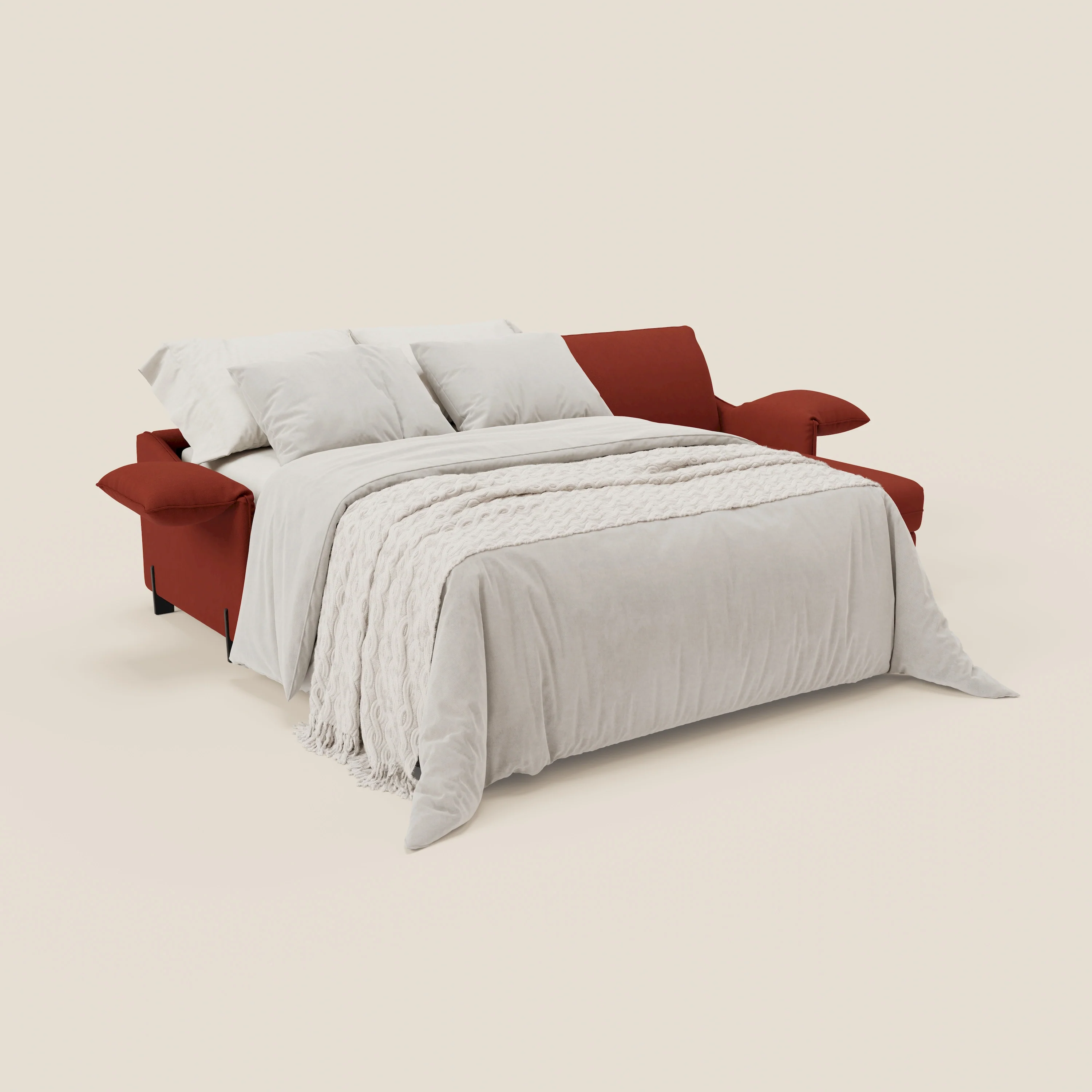 Primula Canapé convertible d'angle avec matelas H18 cm et chaise longue coffre en tissu détachable T05 rouge - Image 2