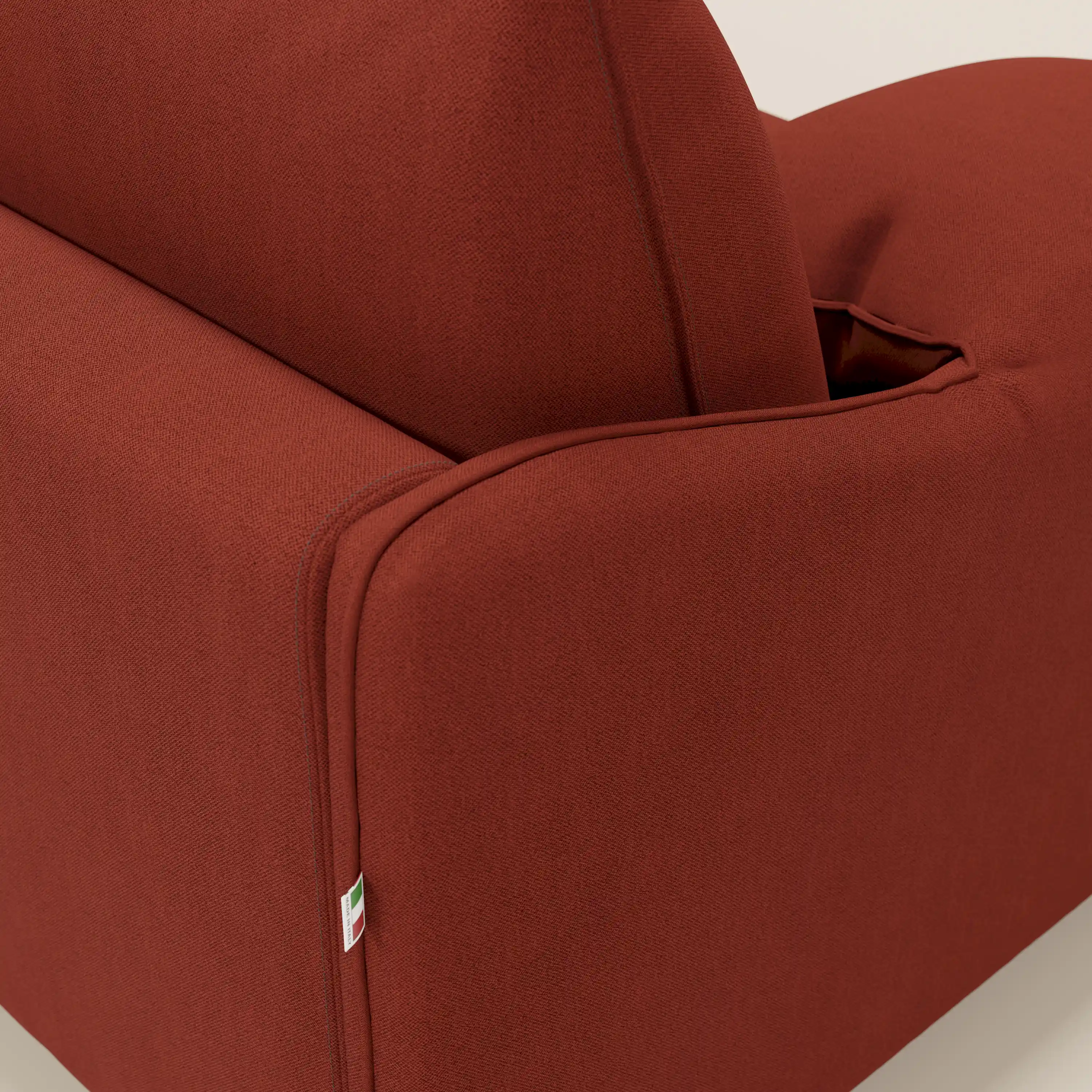 Primula Canapé convertible d'angle avec matelas H18 cm et chaise longue coffre en tissu détachable T05 rouge - Image 9