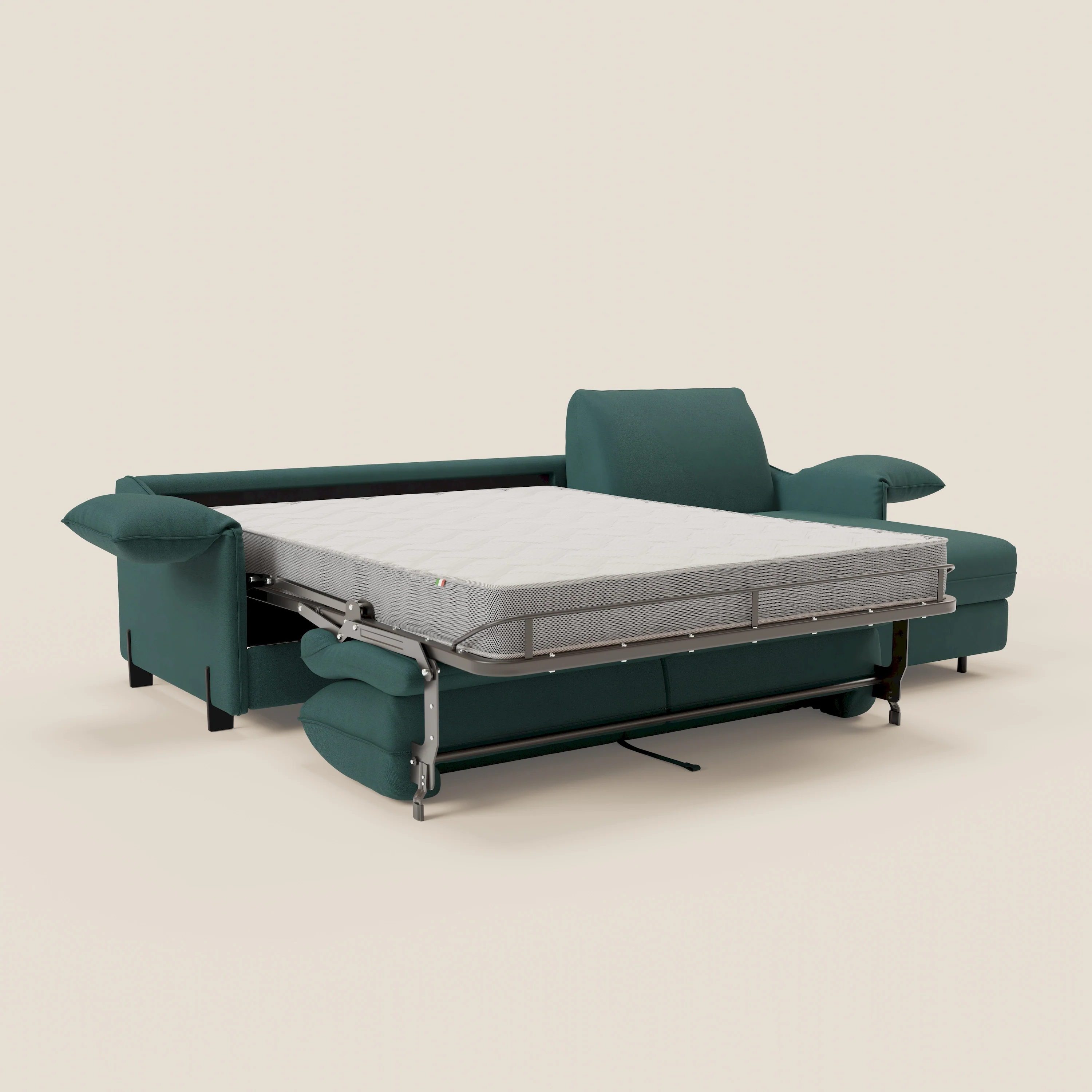 Primula Canapé convertible d'angle avec matelas H18 cm et chaise longue coffre en tissu détachable T05 vert - Image 12