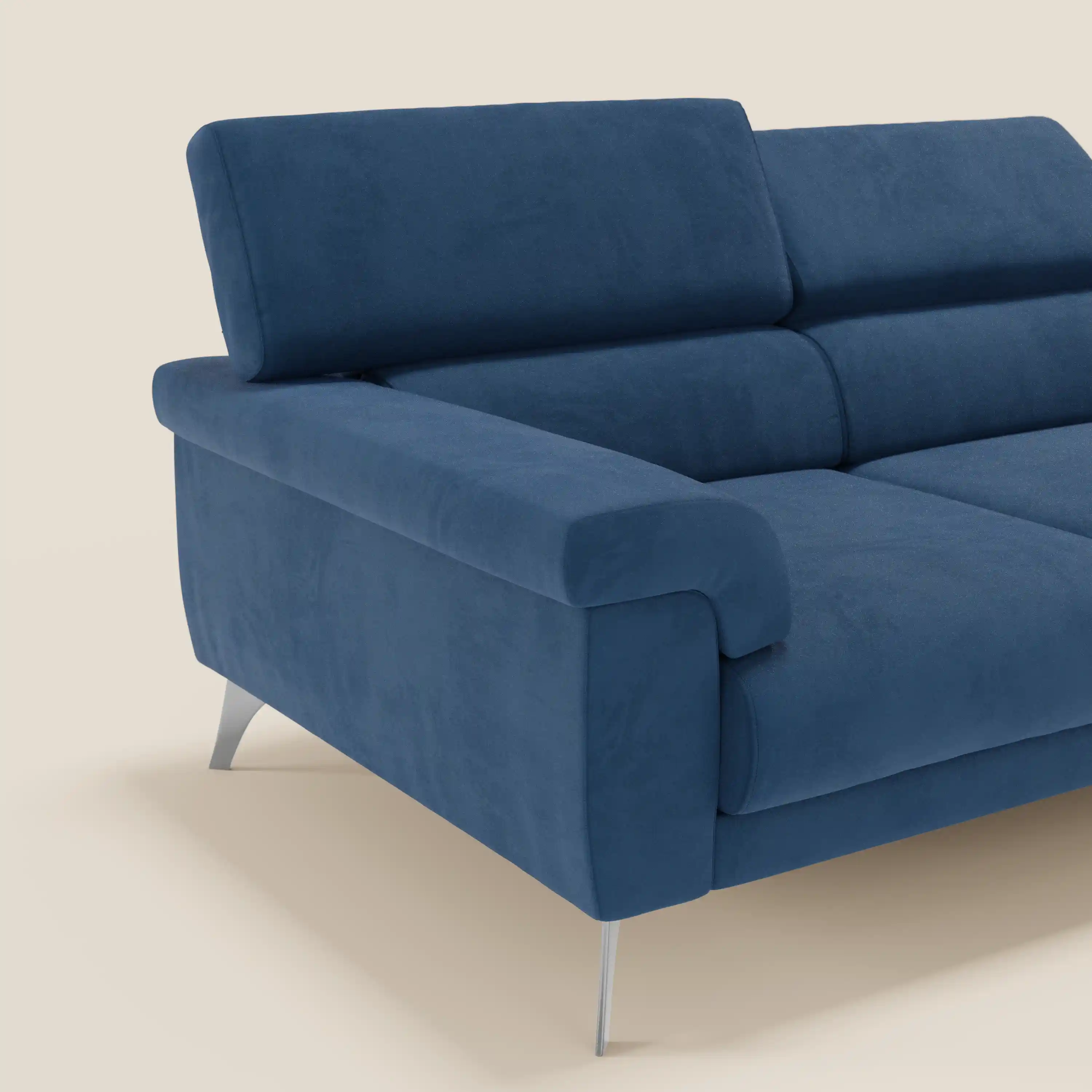 Raffaello Canapé avec 3 assises coulissantes et têtières inclinables en microfibre détachable T11 bleu - Image 4