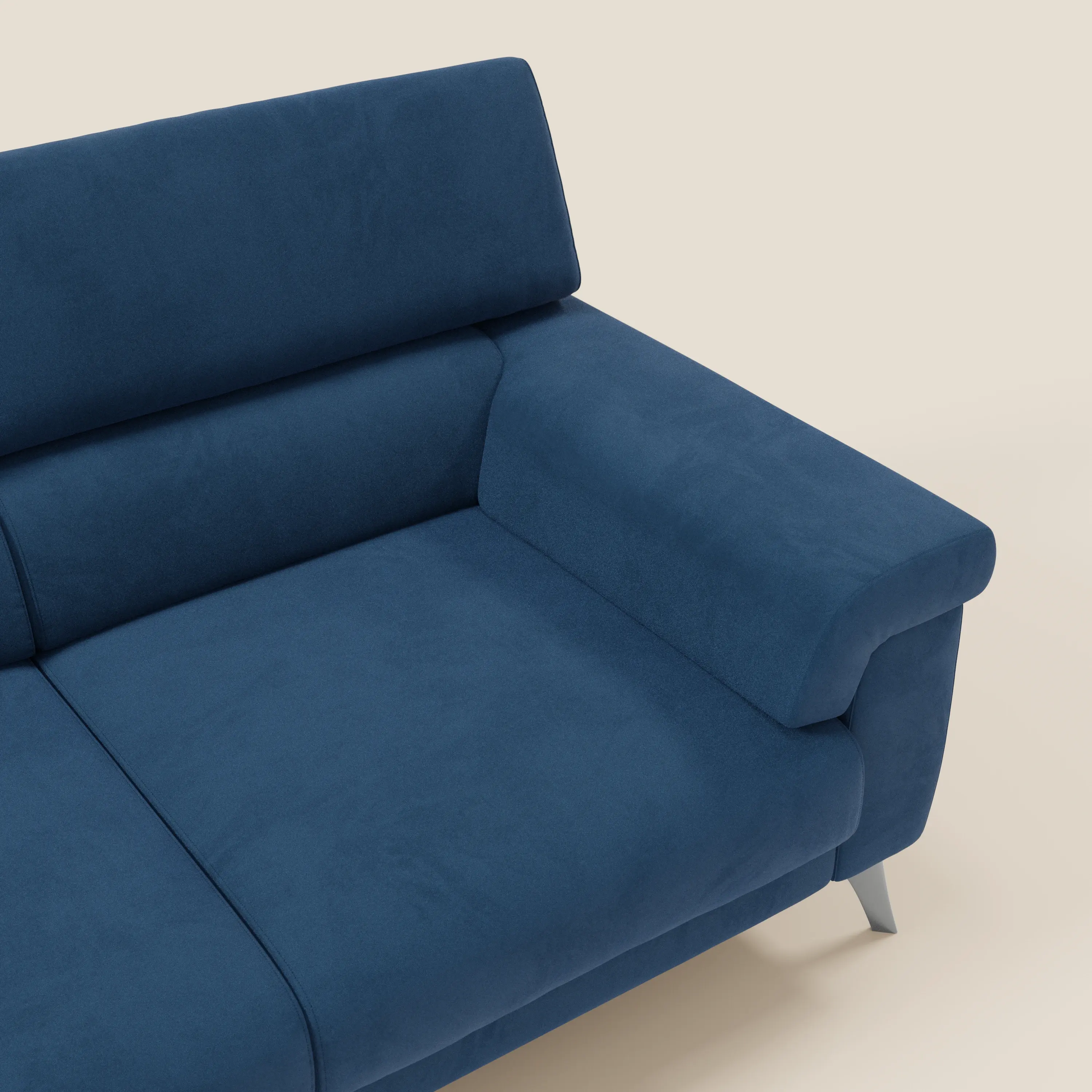 Raffaello Canapé avec 3 assises coulissantes et têtières inclinables en microfibre détachable T11 bleu - Image 9