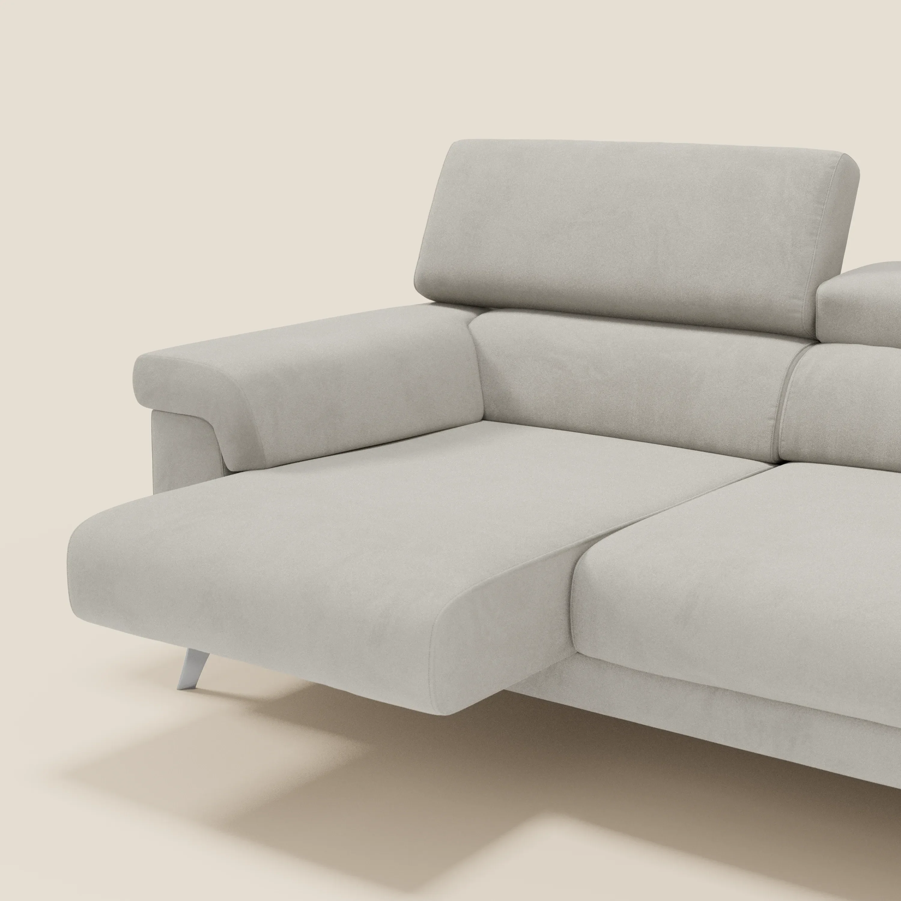Raffaello Canapé avec 3 assises coulissantes et têtières inclinables en microfibre détachable T11 crème - Image 5