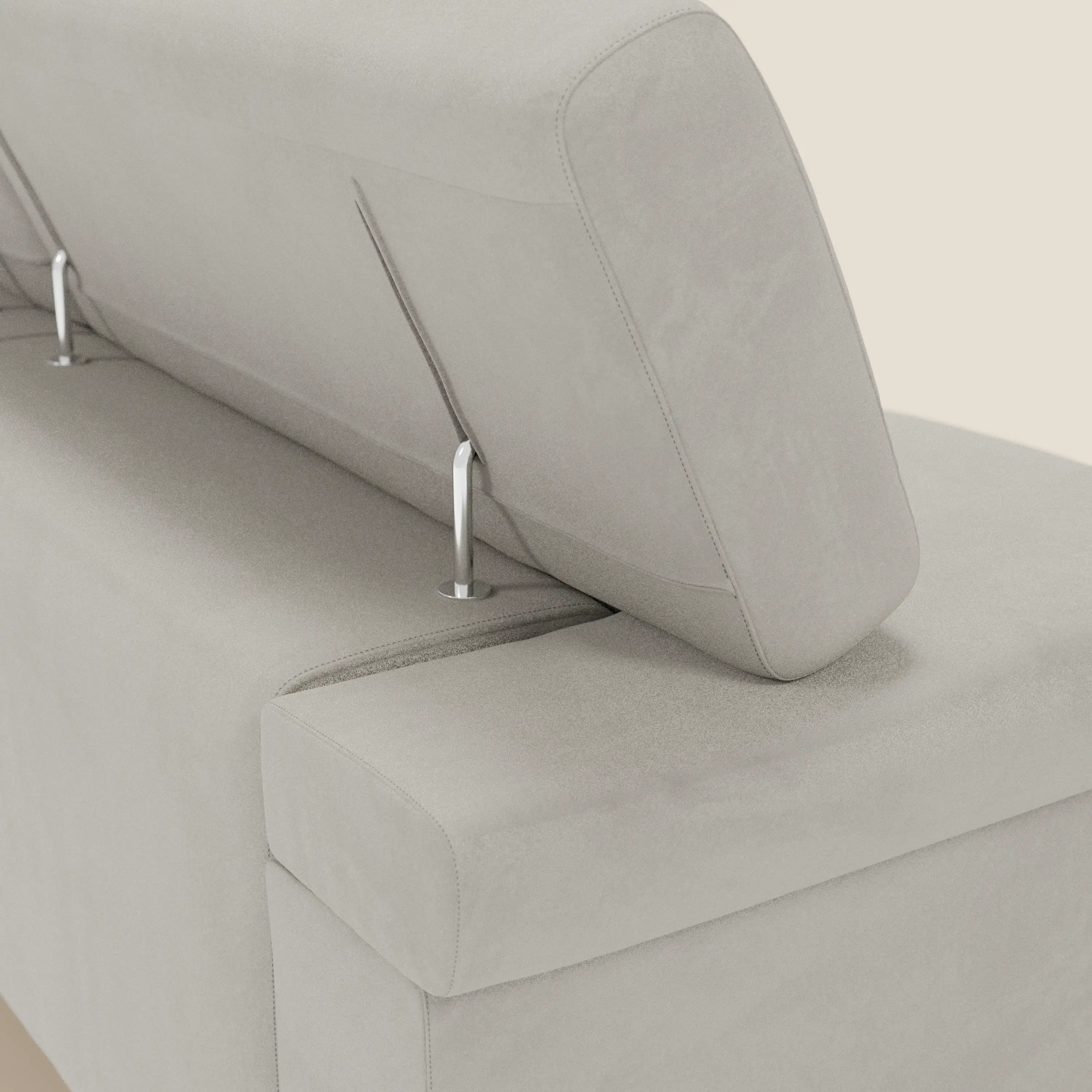 Raffaello Canapé avec 3 assises coulissantes et têtières inclinables en microfibre détachable T11 crème - Image 8