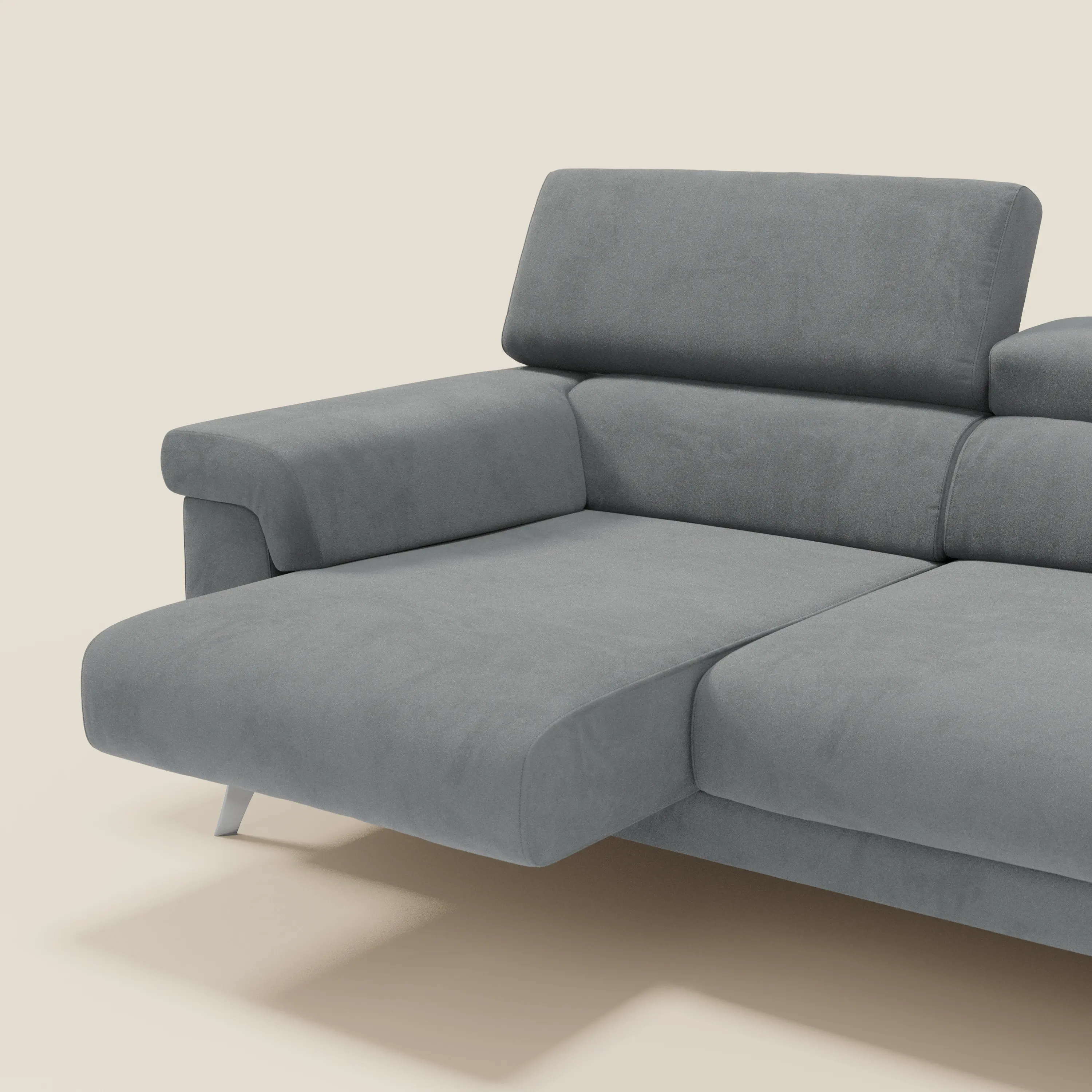 Raffaello Canapé avec 3 assises coulissantes et têtières inclinables en microfibre détachable T11 gris - Image 5