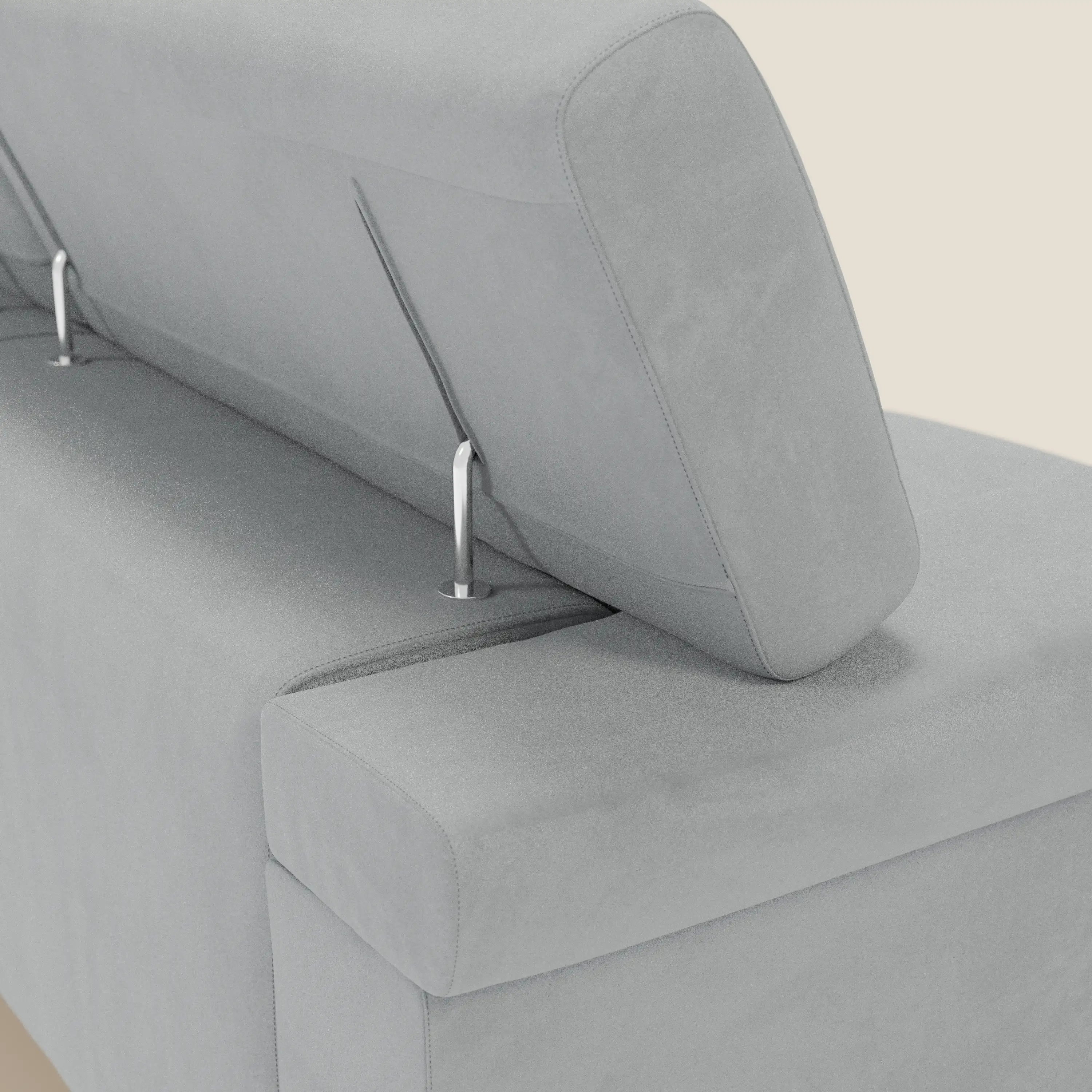 Raffaello Canapé avec 3 assises coulissantes et têtières inclinables en microfibre détachable T11 gris clair - Image 8