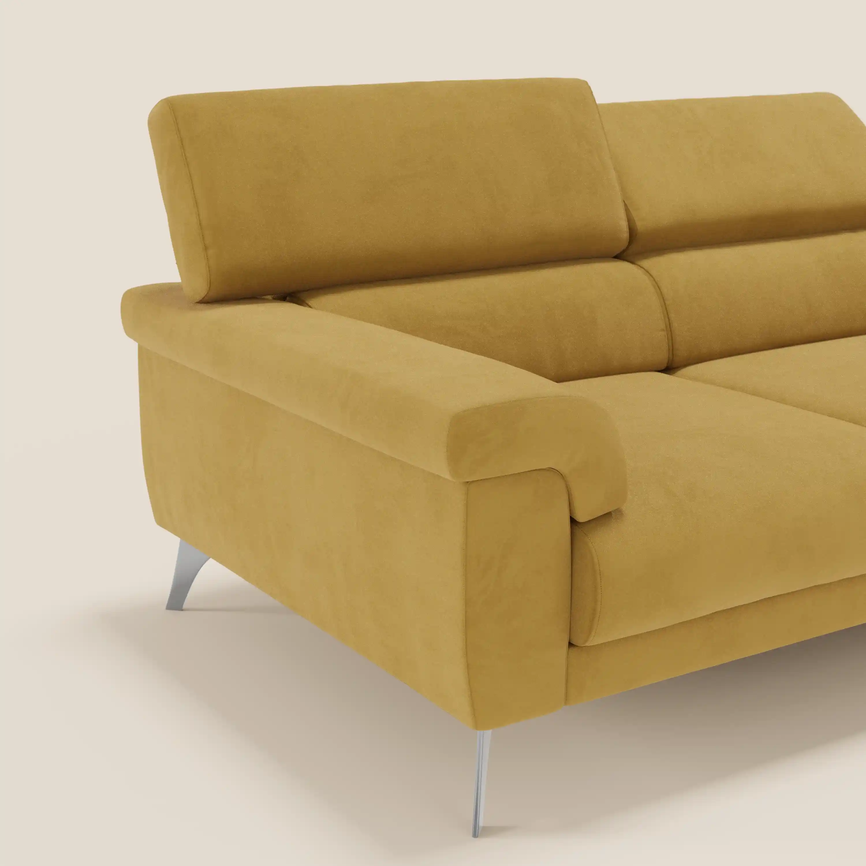 Raffaello Canapé avec 3 assises coulissantes et têtières inclinables en microfibre détachable T11 jaune - Image 4