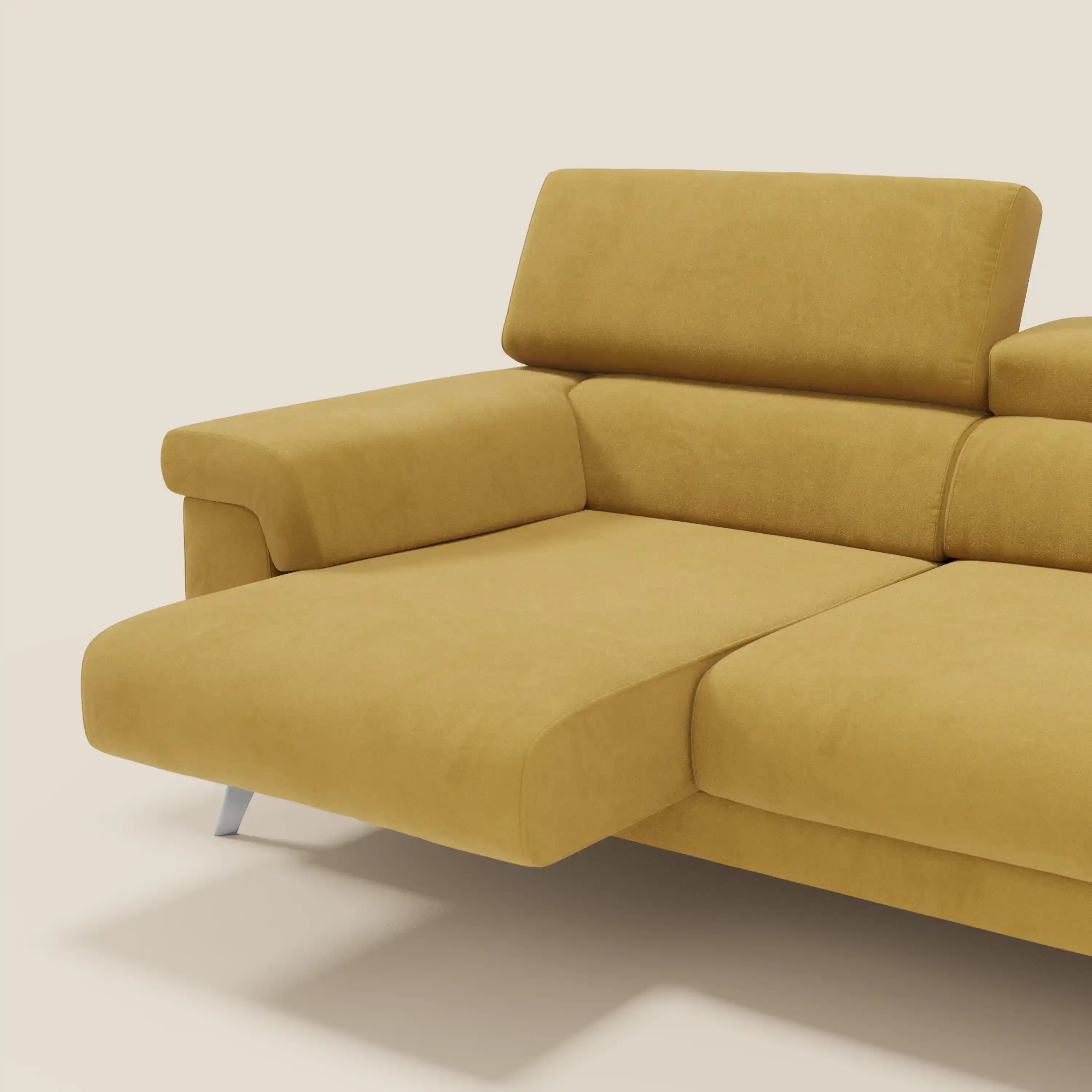 Raffaello Canapé avec 3 assises coulissantes et têtières inclinables en microfibre détachable T11 jaune - Image 5