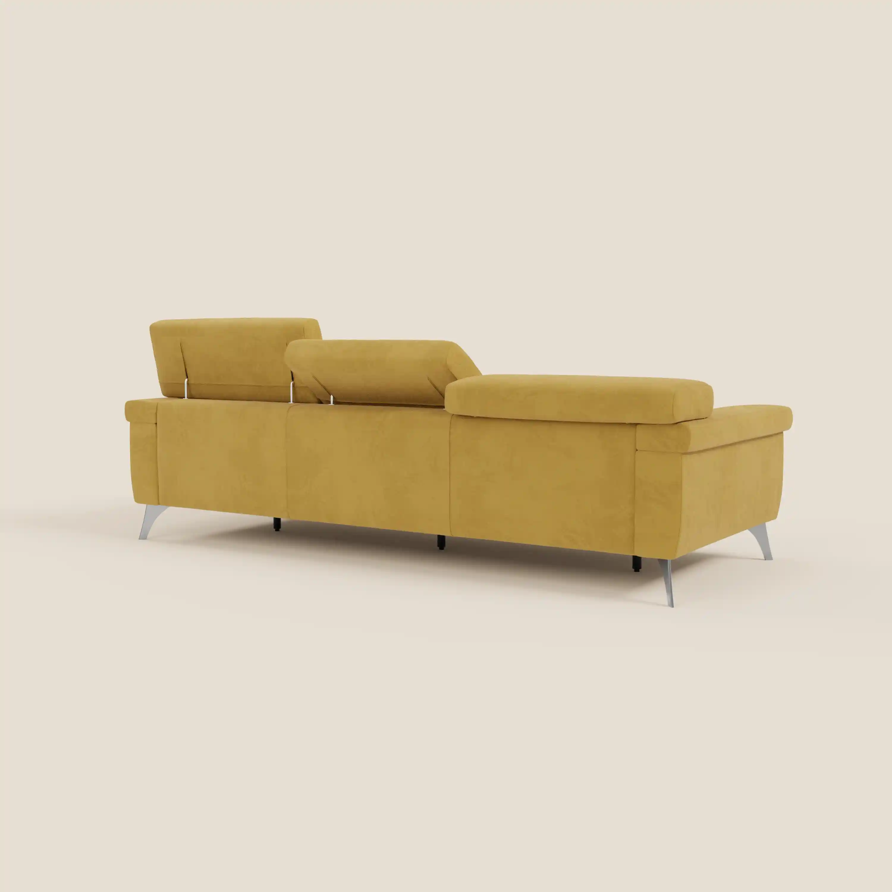 Raffaello Canapé avec 3 assises coulissantes et têtières inclinables en microfibre détachable T11 jaune - Image 7