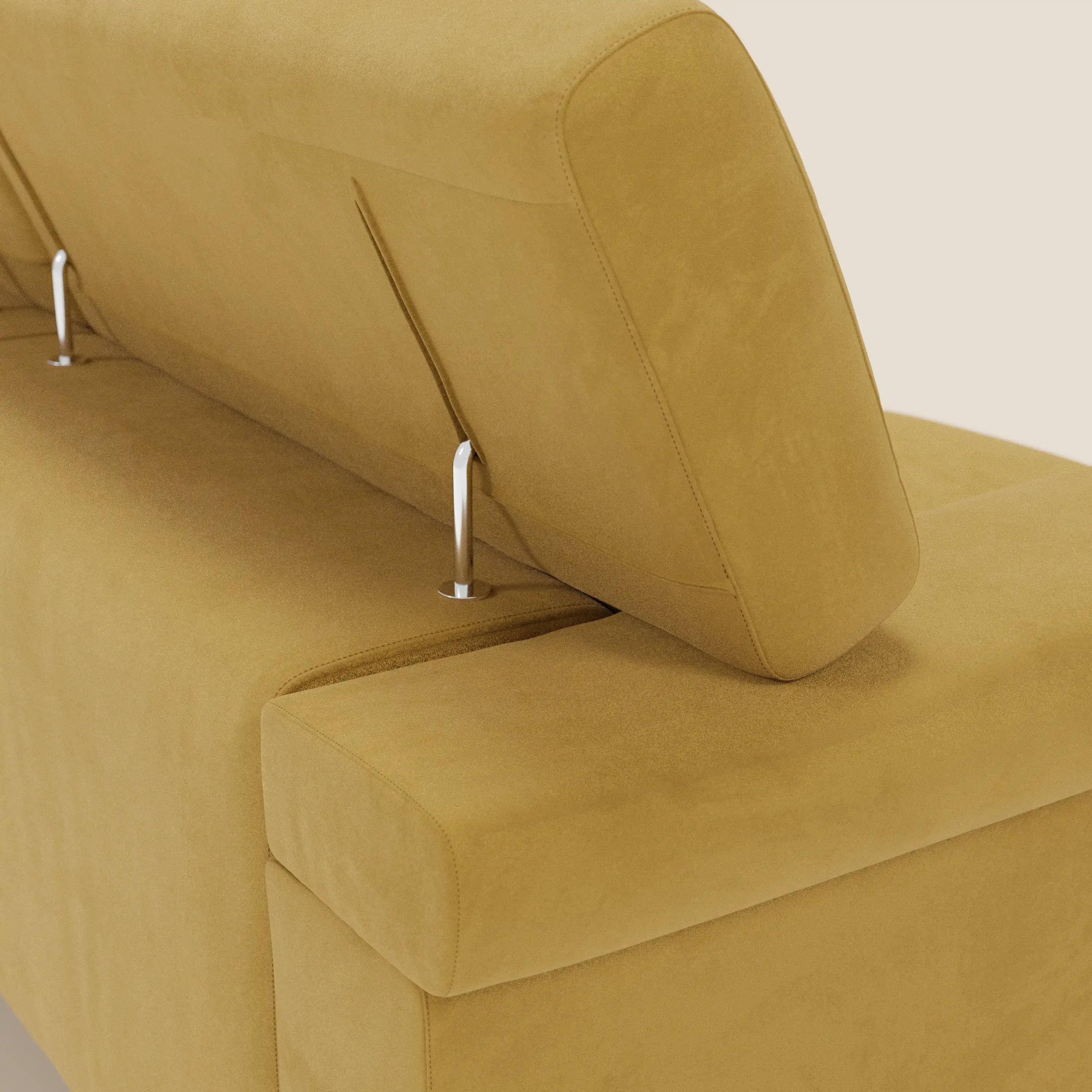 Raffaello Canapé avec 3 assises coulissantes et têtières inclinables en microfibre détachable T11 jaune - Image 8