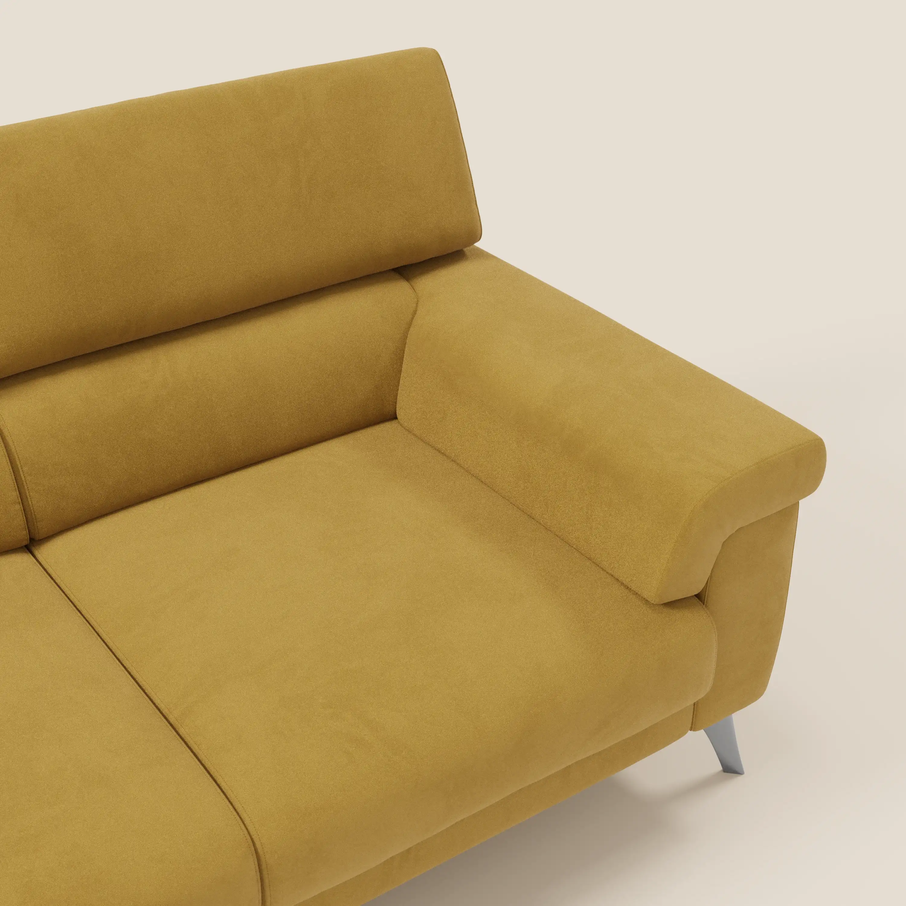Raffaello Canapé avec 3 assises coulissantes et têtières inclinables en microfibre détachable T11 jaune - Image 9