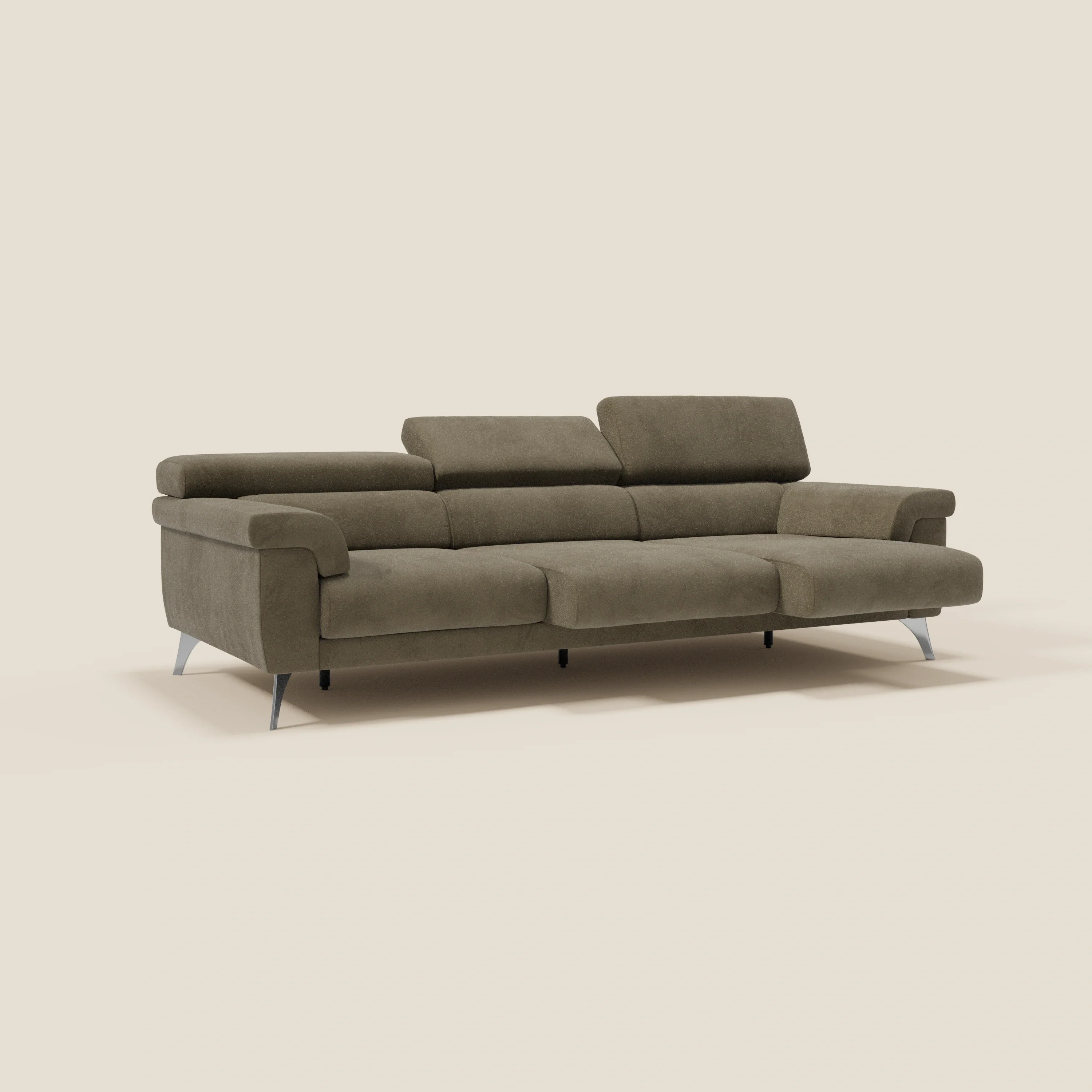 Raffaello Canapé avec 3 assises coulissantes et têtières inclinables en microfibre détachable T11 marron - Image 2