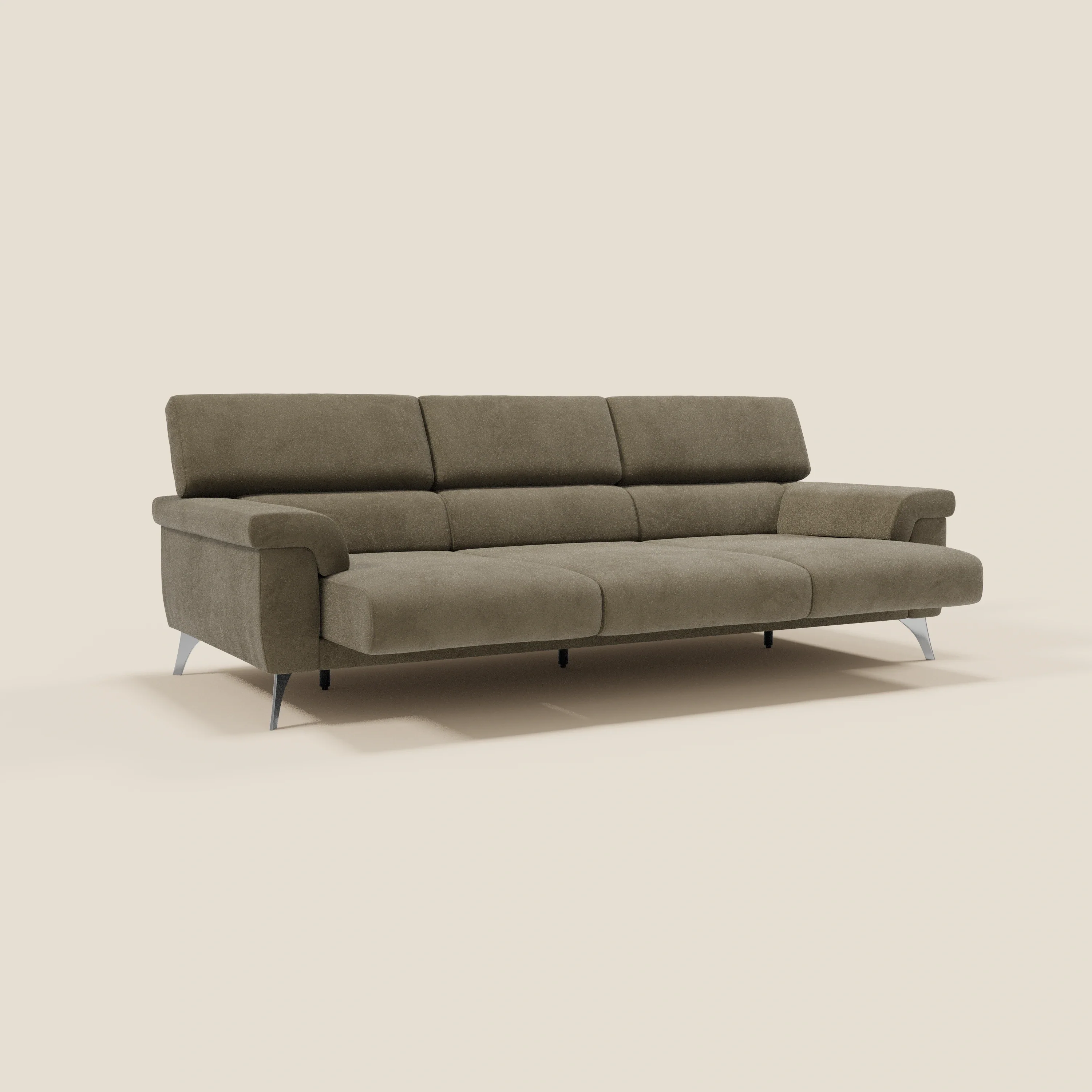 Raffaello Canapé avec 3 assises coulissantes et têtières inclinables en microfibre détachable T11 marron - Image 3