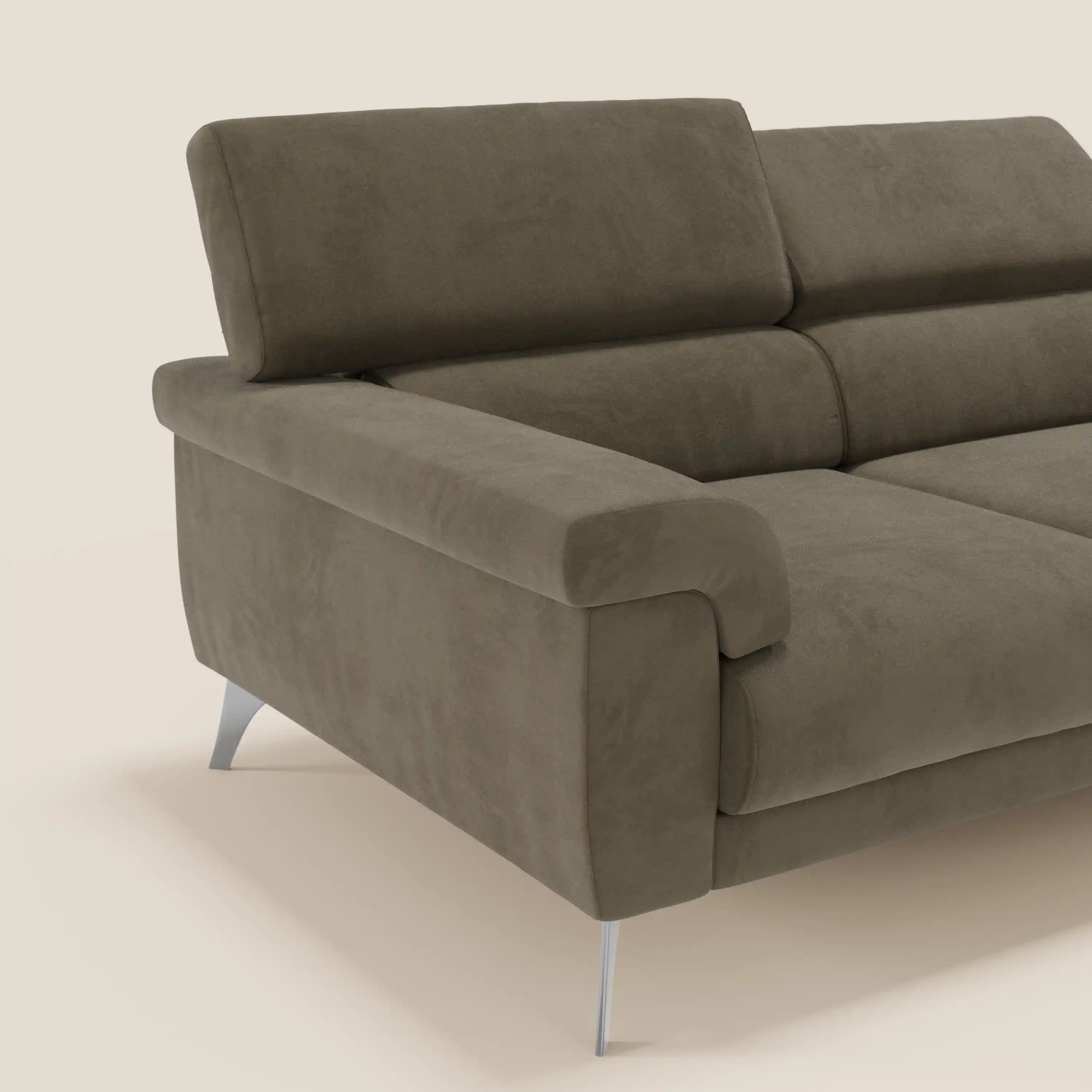 Raffaello Canapé avec 3 assises coulissantes et têtières inclinables en microfibre détachable T11 marron - Image 4
