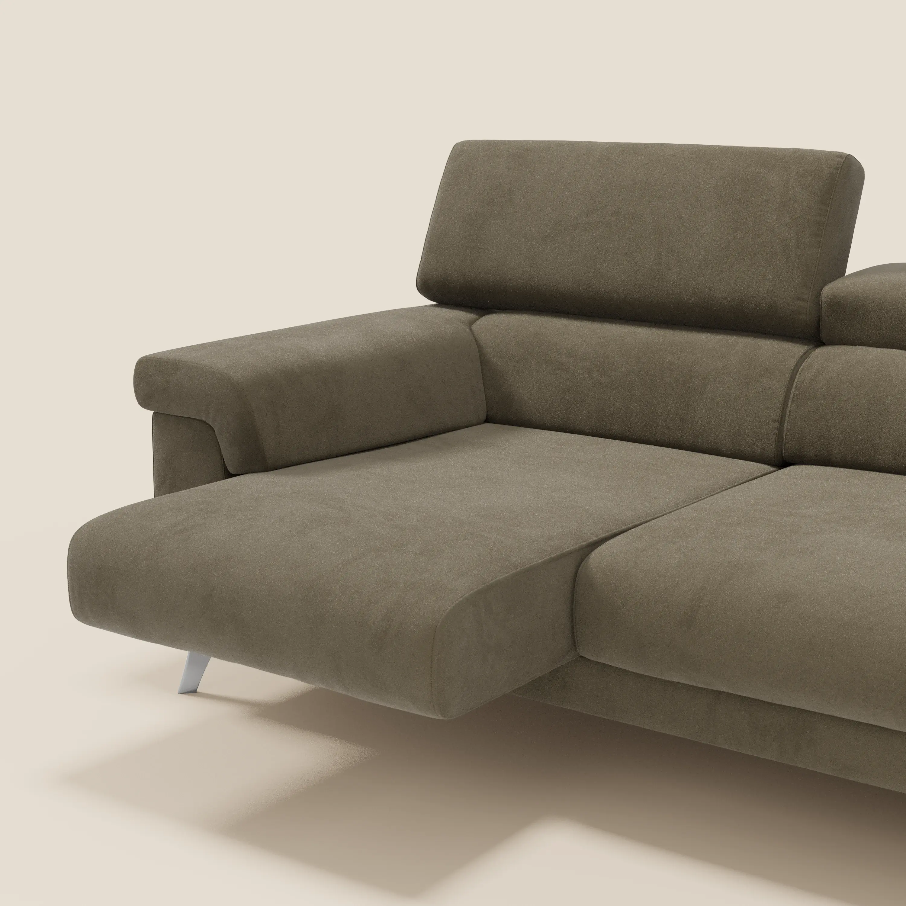 Raffaello Canapé avec 3 assises coulissantes et têtières inclinables en microfibre détachable T11 marron - Image 5