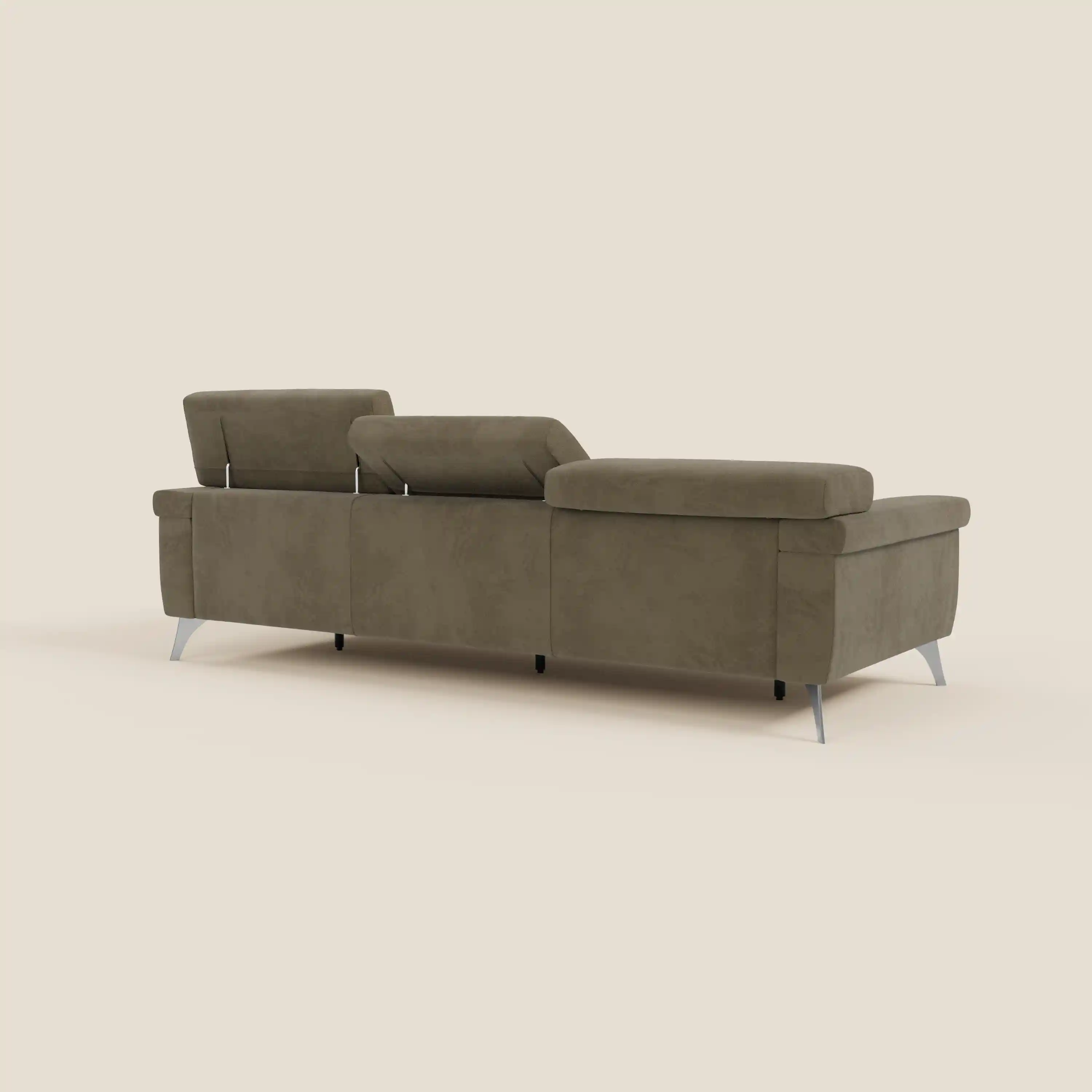 Raffaello Canapé avec 3 assises coulissantes et têtières inclinables en microfibre détachable T11 marron - Image 7