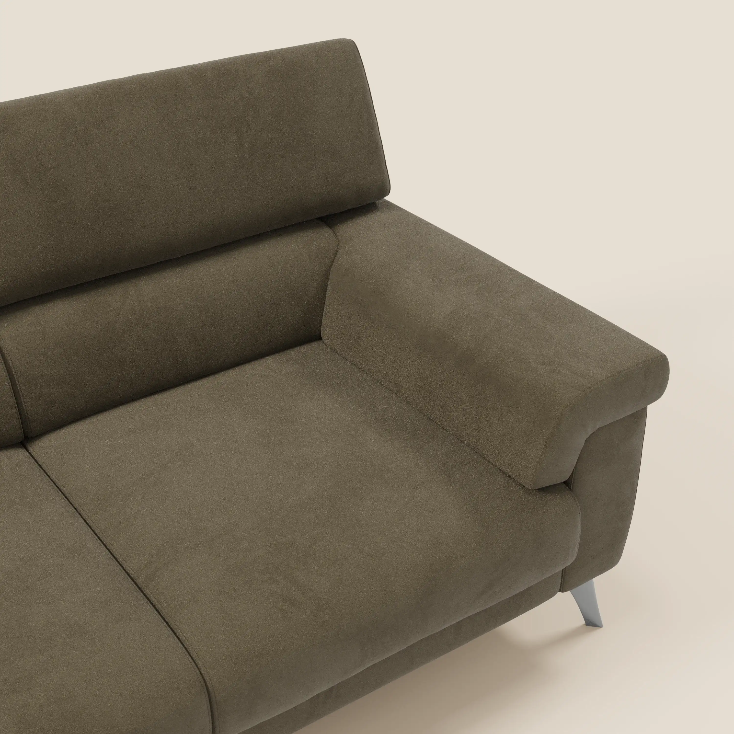 Raffaello Canapé avec 3 assises coulissantes et têtières inclinables en microfibre détachable T11 marron - Image 9