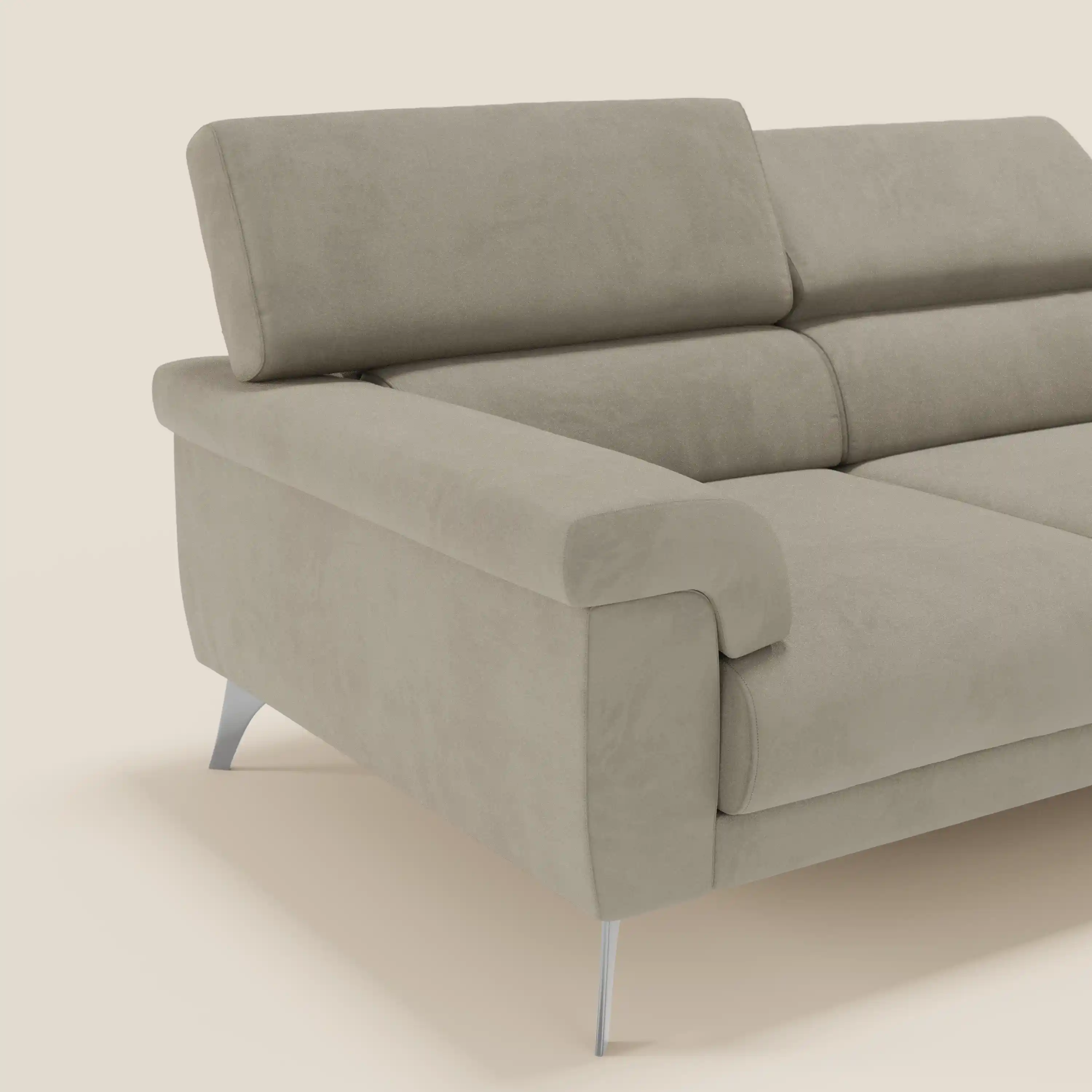 Raffaello Canapé avec 3 assises coulissantes et têtières inclinables en microfibre détachable T11 taupe - Image 4