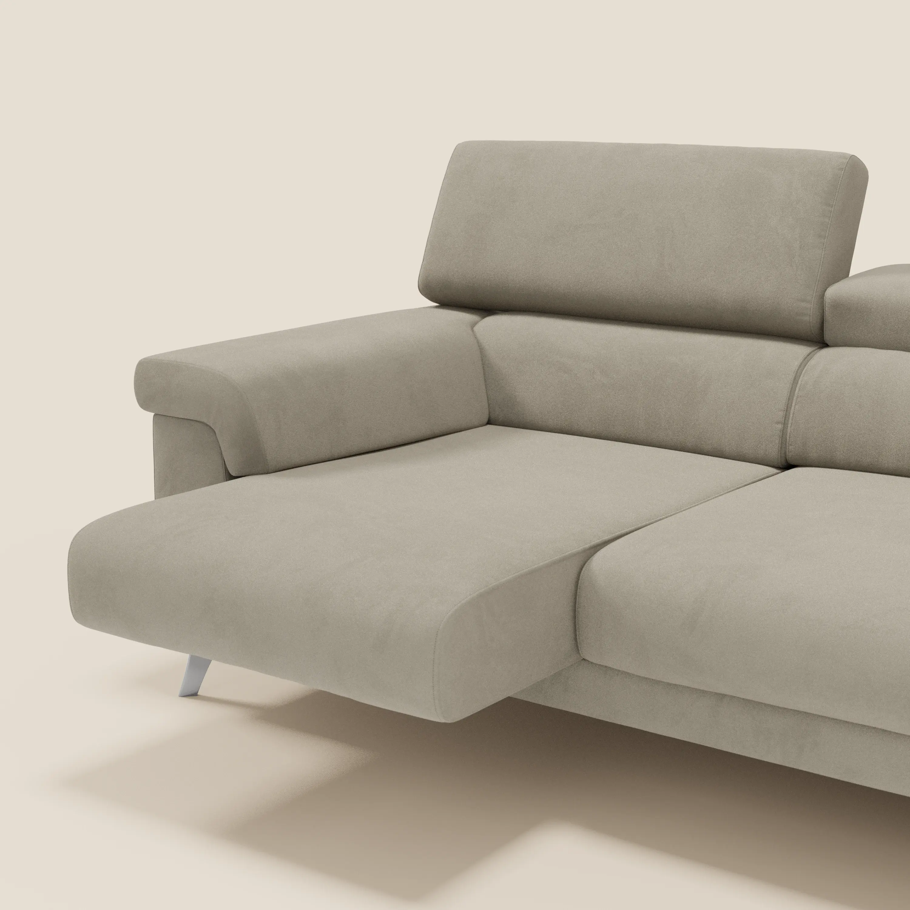 Raffaello Canapé avec 3 assises coulissantes et têtières inclinables en microfibre détachable T11 taupe - Image 5
