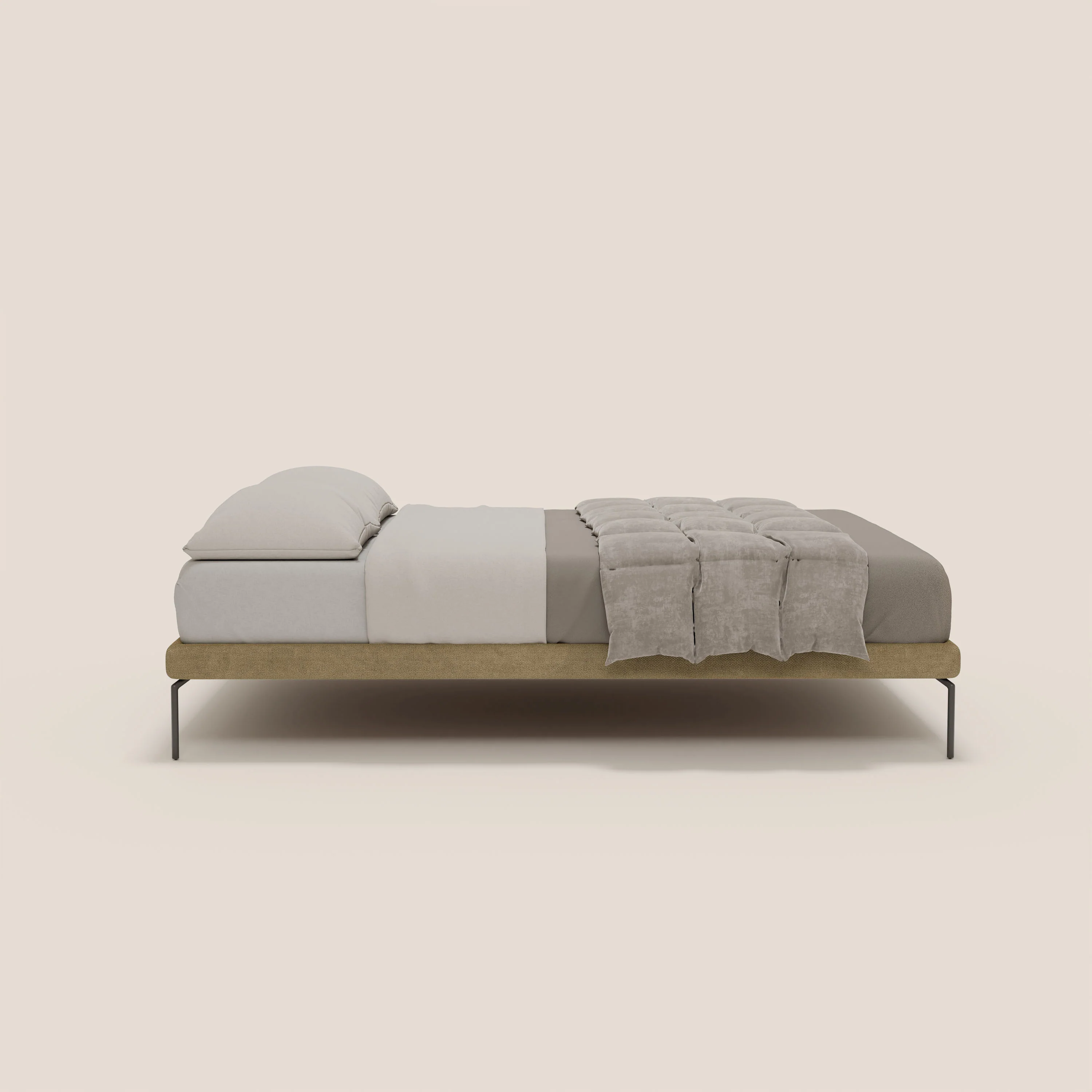 Ring sommier déhoussable avec pieds H 24cm en tissu imperméable T14 beige - Image 3