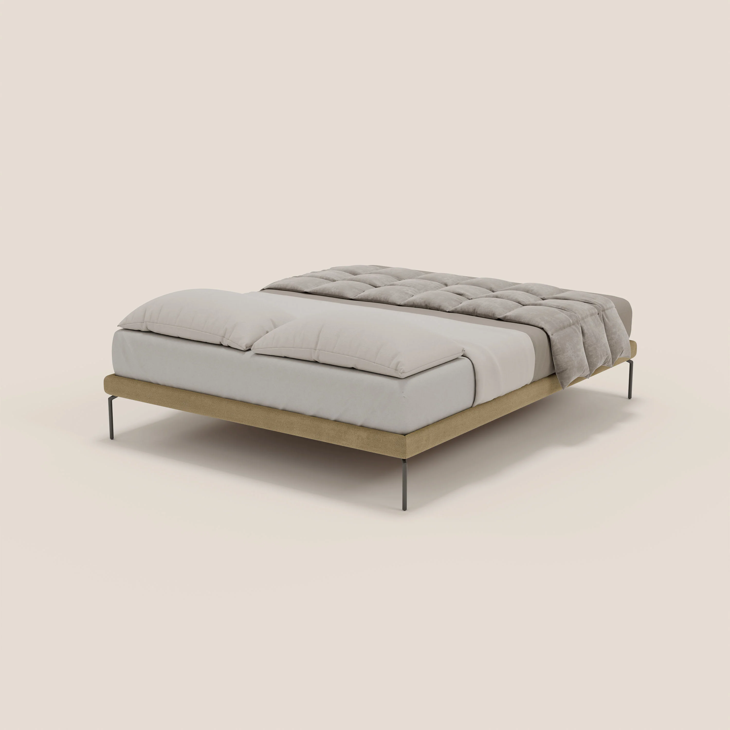 Ring sommier déhoussable avec pieds H 24cm en tissu imperméable T14 beige - Image 4