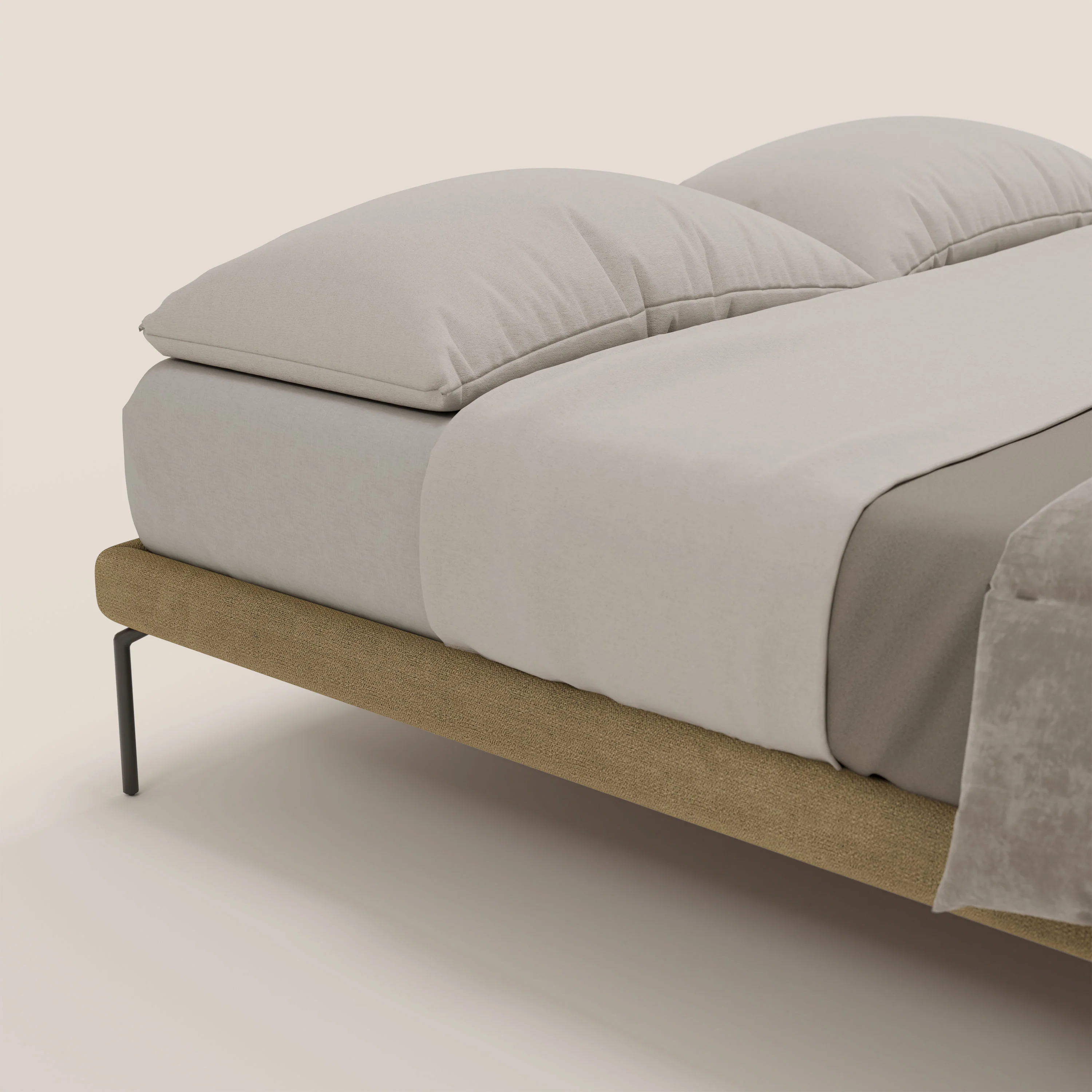 Ring sommier déhoussable avec pieds H 24cm en tissu imperméable T14 beige - Image 6