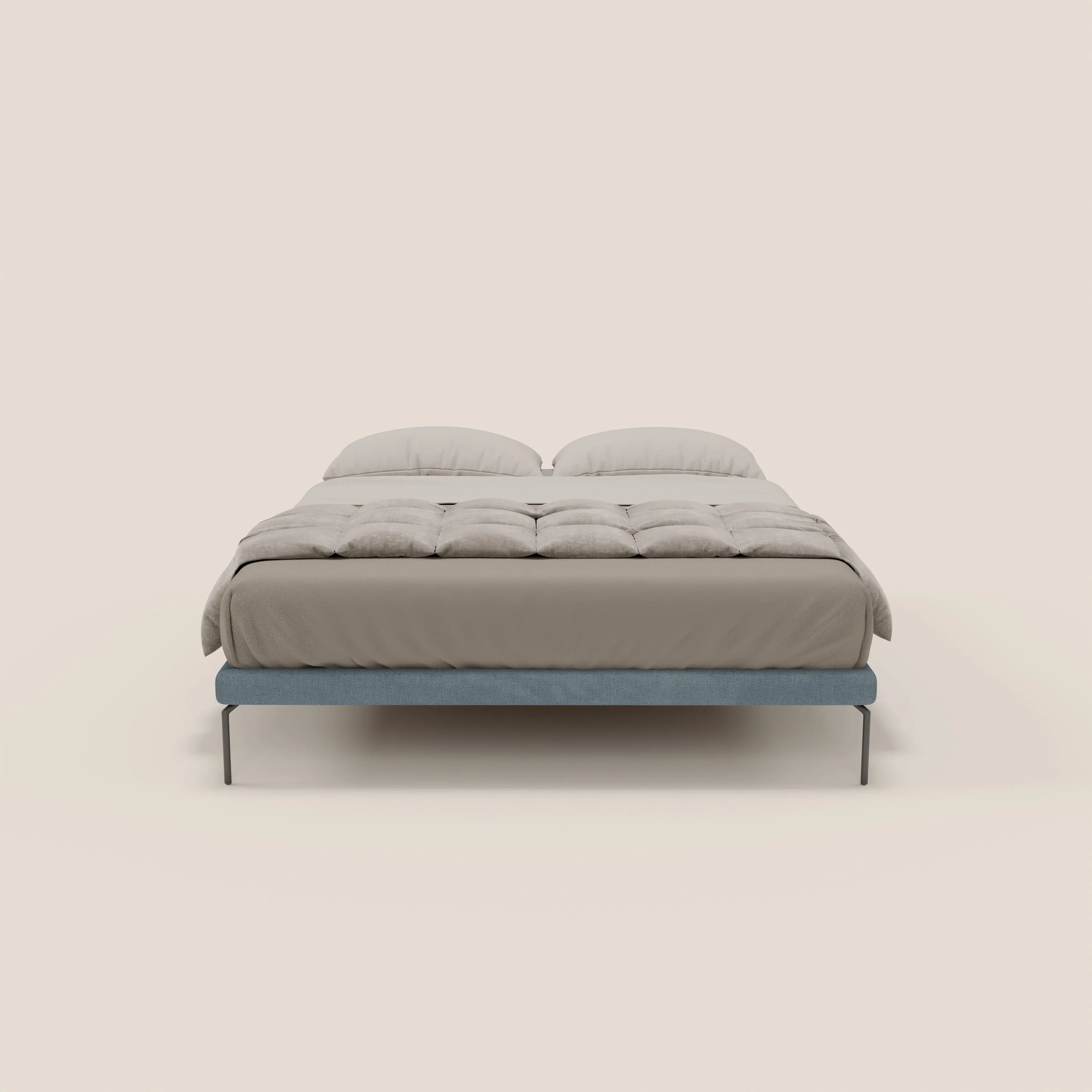 Ring sommier déhoussable avec pieds H 24cm en tissu imperméable T14 bleu gris - Image 2