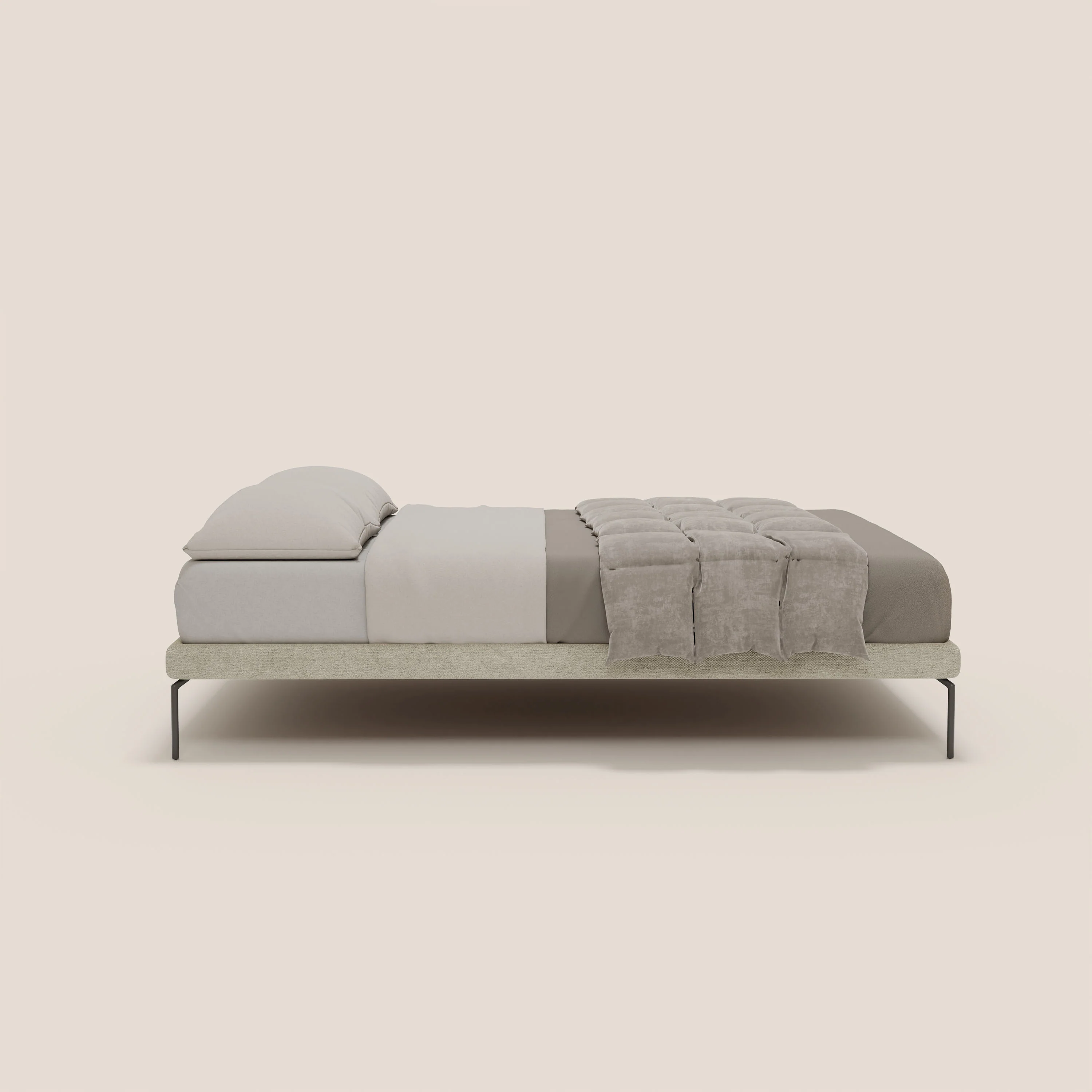 Ring sommier déhoussable avec pieds H 24cm en tissu imperméable T14 crème - Image 3