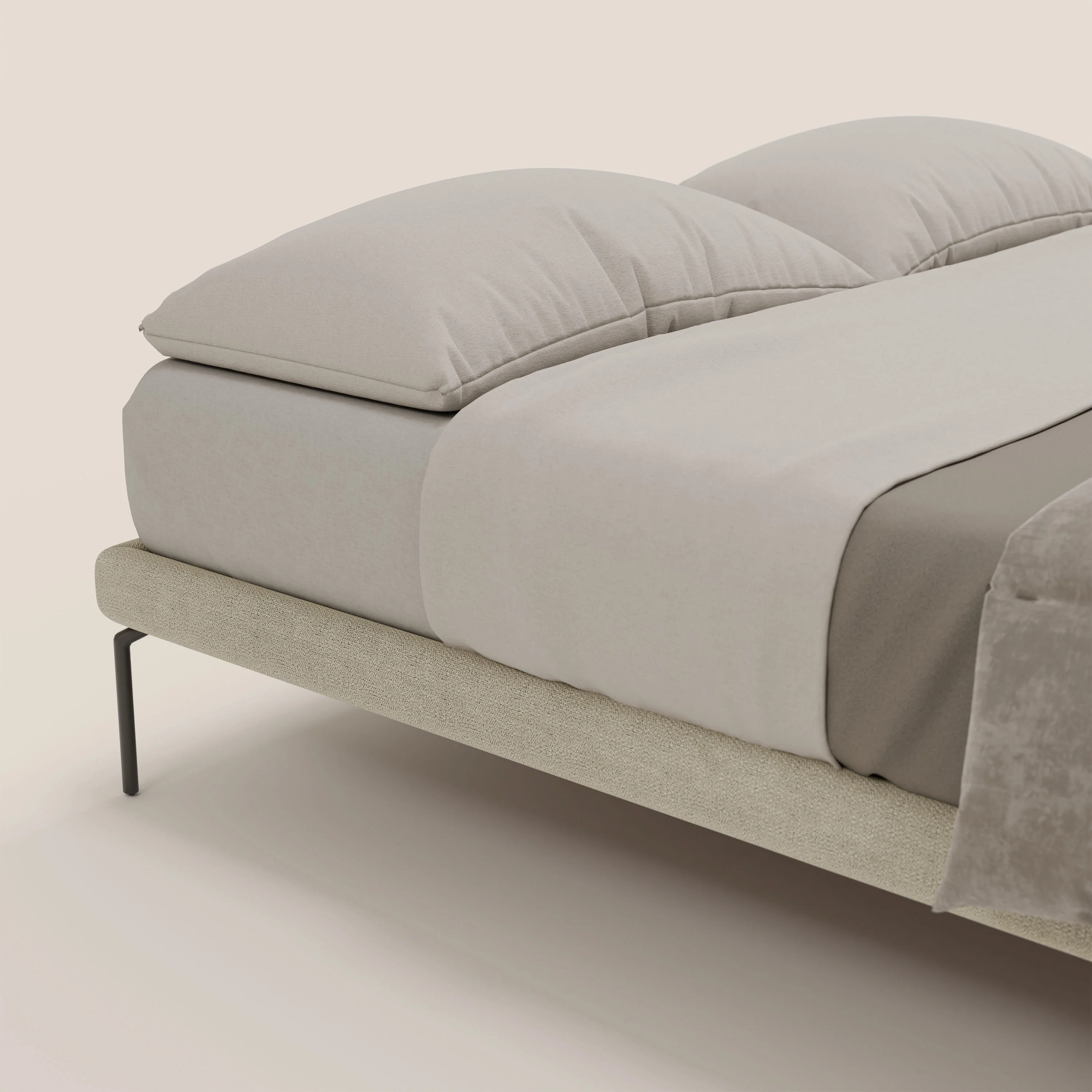 Ring sommier déhoussable avec pieds H 24cm en tissu imperméable T14 crème - Image 6