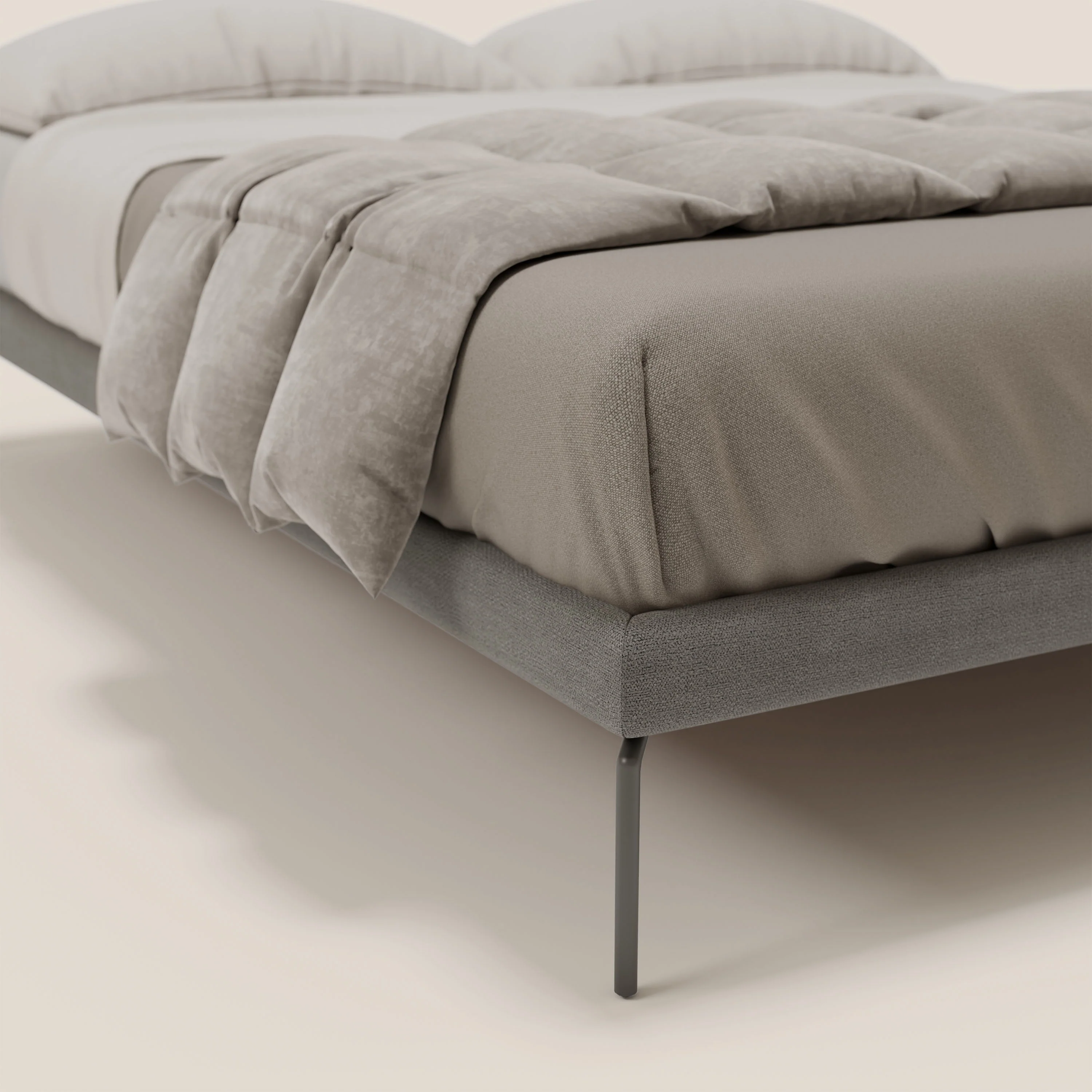 Ring sommier déhoussable avec pieds H 24cm en tissu imperméable T14 gris - Image 5