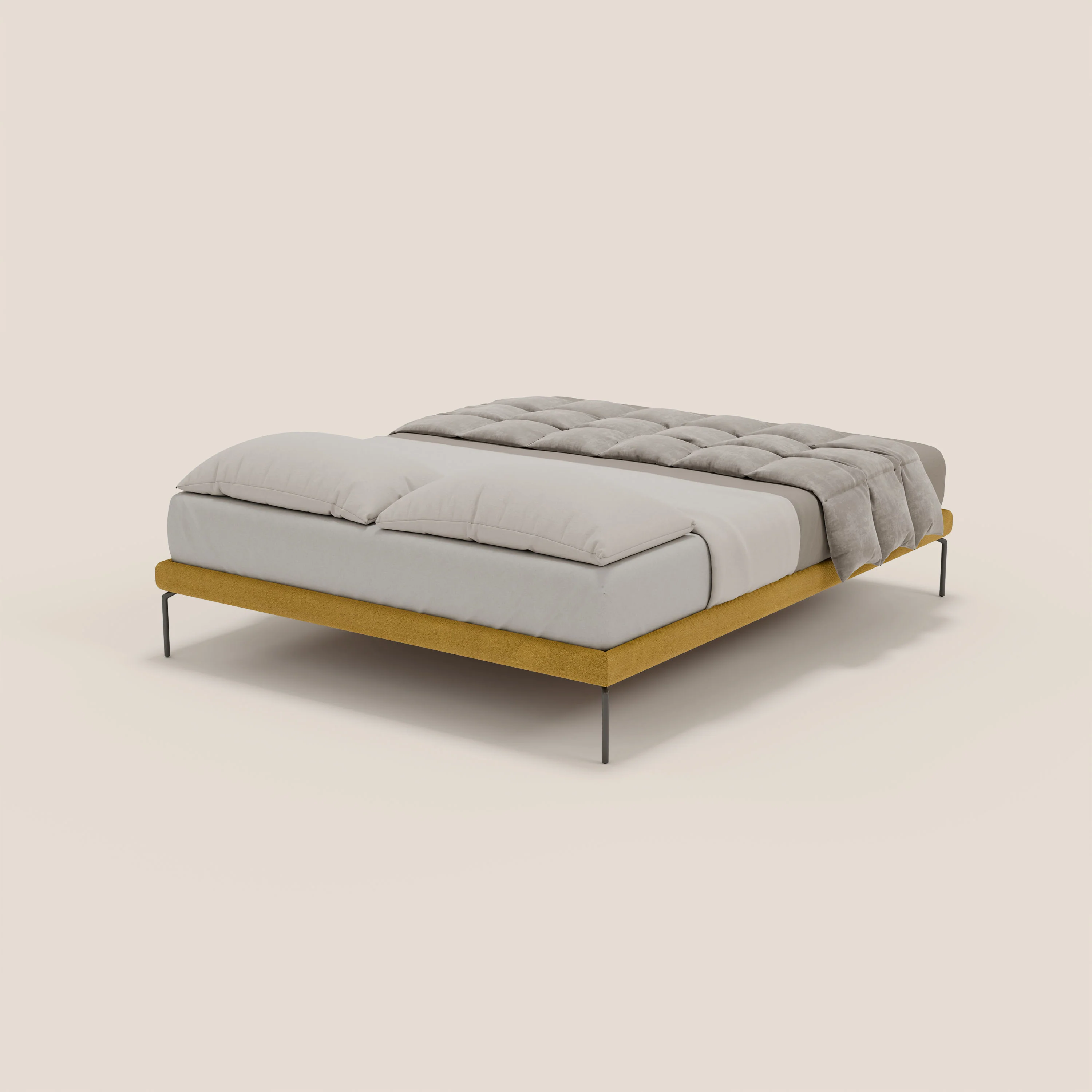 Ring sommier déhoussable avec pieds H 24cm en tissu imperméable T14 jaune - Image 6