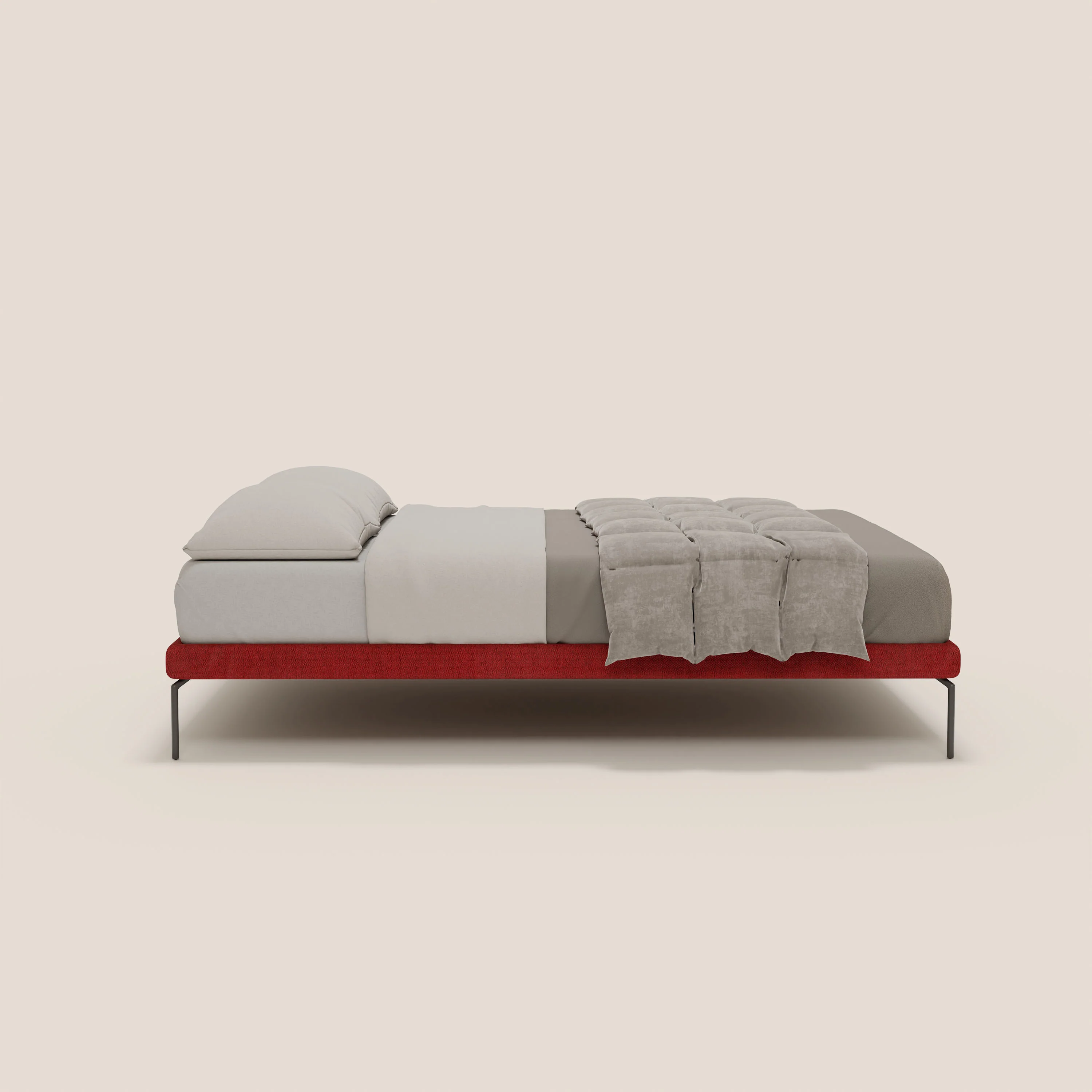 Ring sommier déhoussable avec pieds H 24cm en tissu imperméable T14 rouge - Image 3