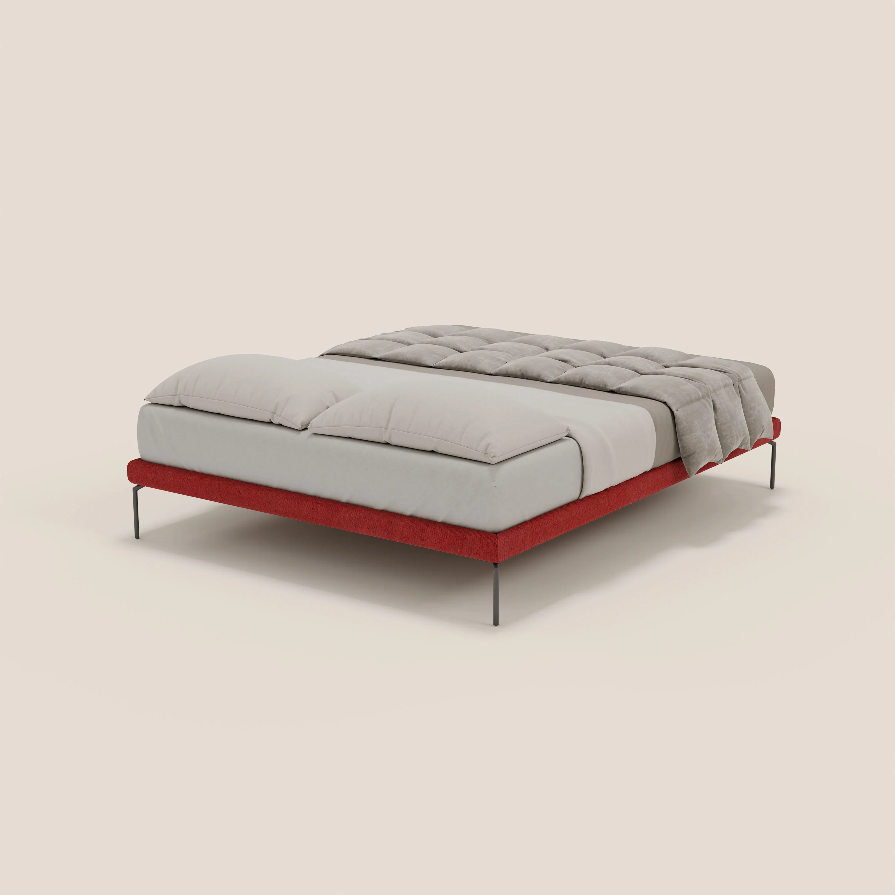 Ring sommier déhoussable avec pieds H 24cm en tissu imperméable T14 rouge - Image 4