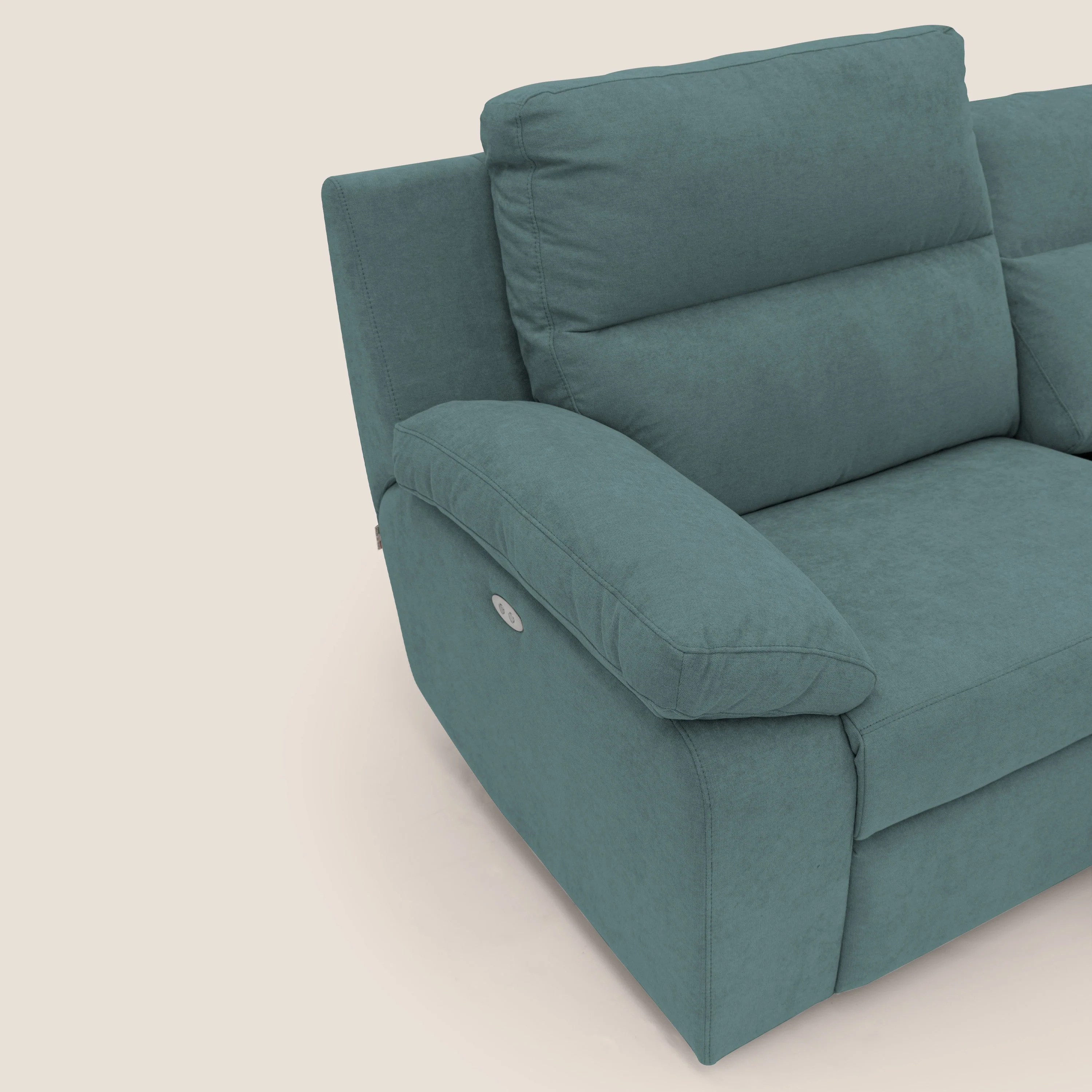 Romeo Canapé avec relax électrique en tissu doux imperméable T02 bleu canard - Image 4