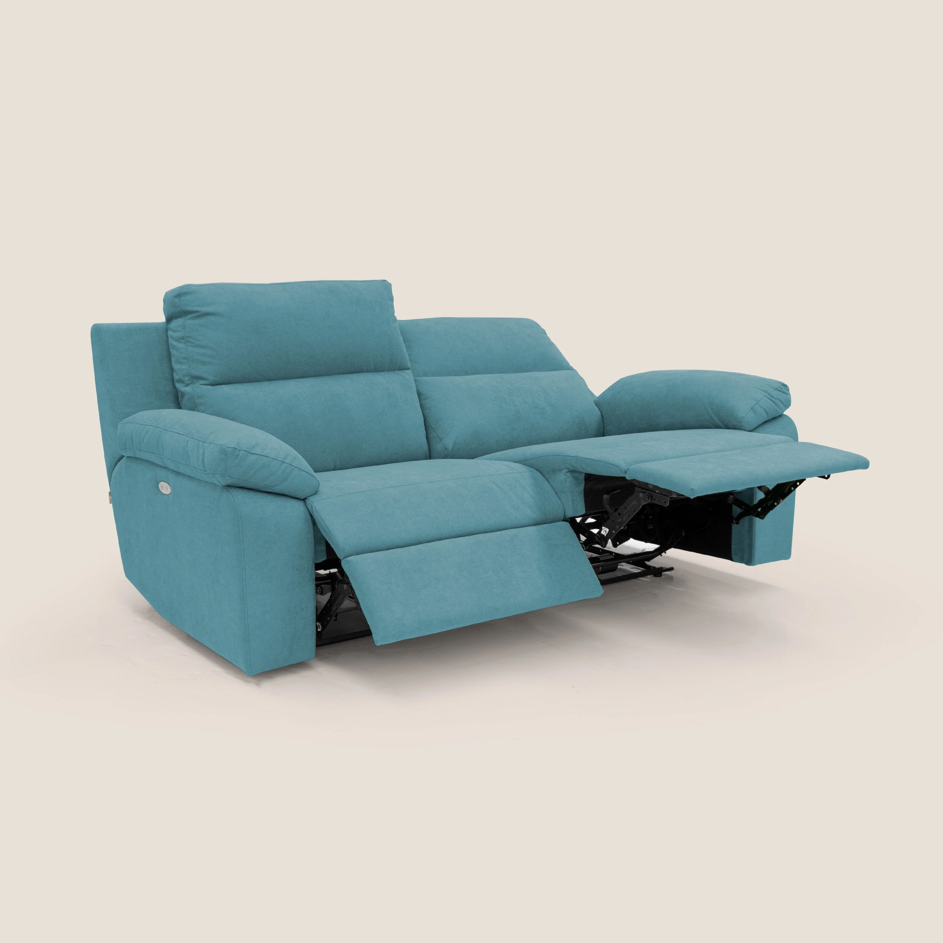 Romeo Canapé avec relax électrique en tissu doux imperméable T02 bleu ciel - Image 2