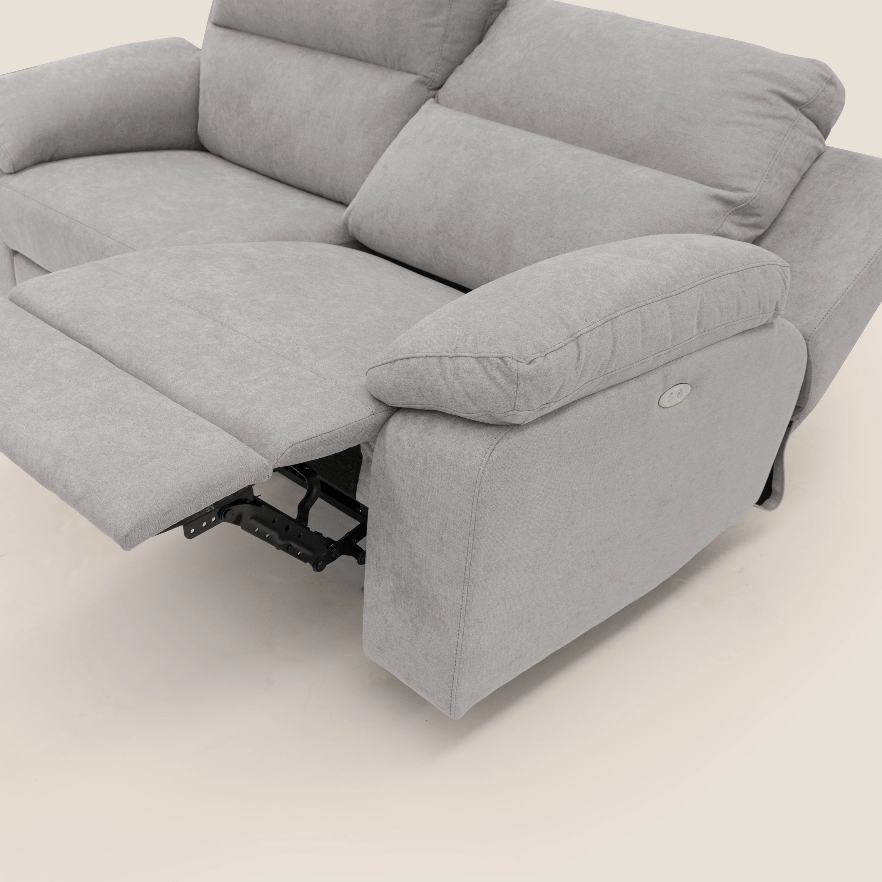 Romeo Canapé avec relax électrique en tissu doux imperméable T02 gris clair - Image 10