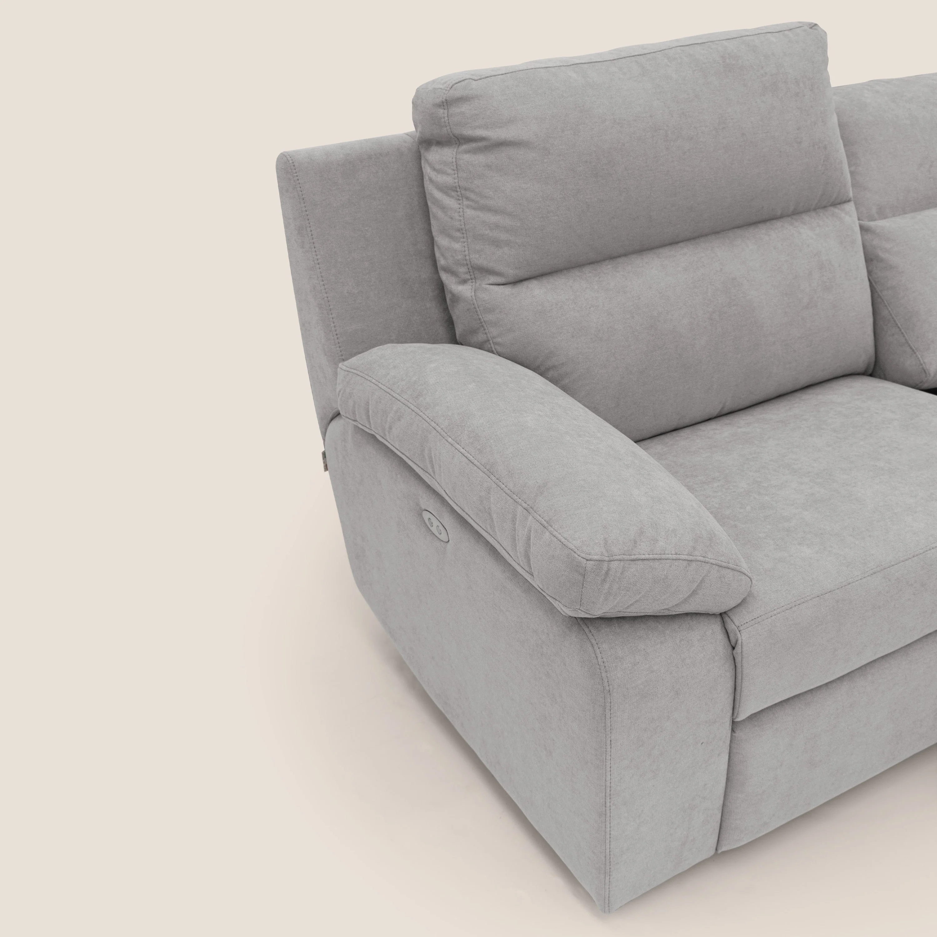 Romeo Canapé avec relax électrique en tissu doux imperméable T02 gris clair - Image 4