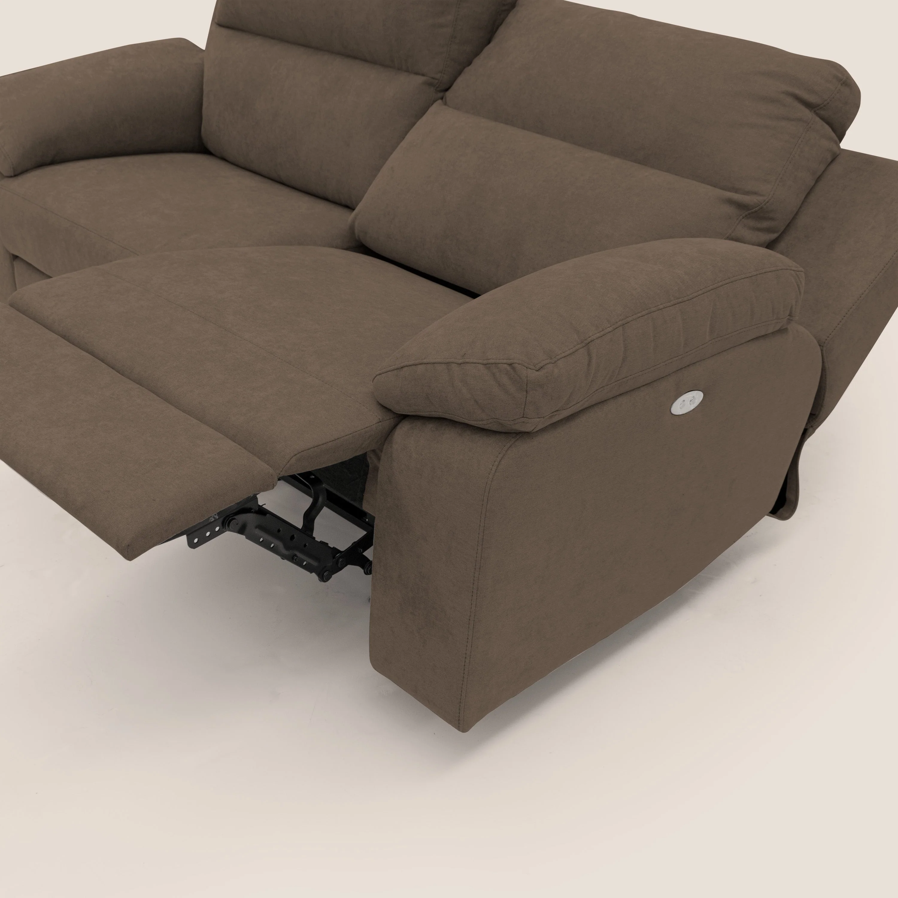 Romeo Canapé avec relax électrique en tissu doux imperméable T02 marron - Image 10