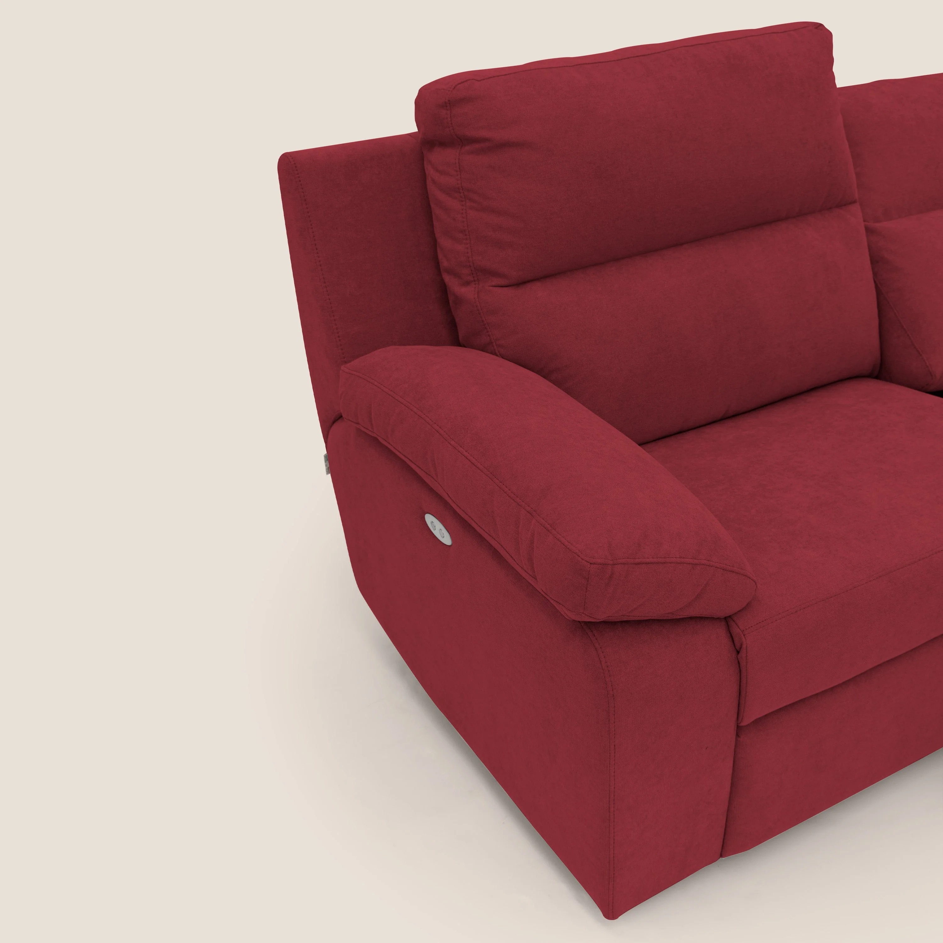 Romeo Canapé avec relax électrique en tissu doux imperméable T02 rouge - Image 4