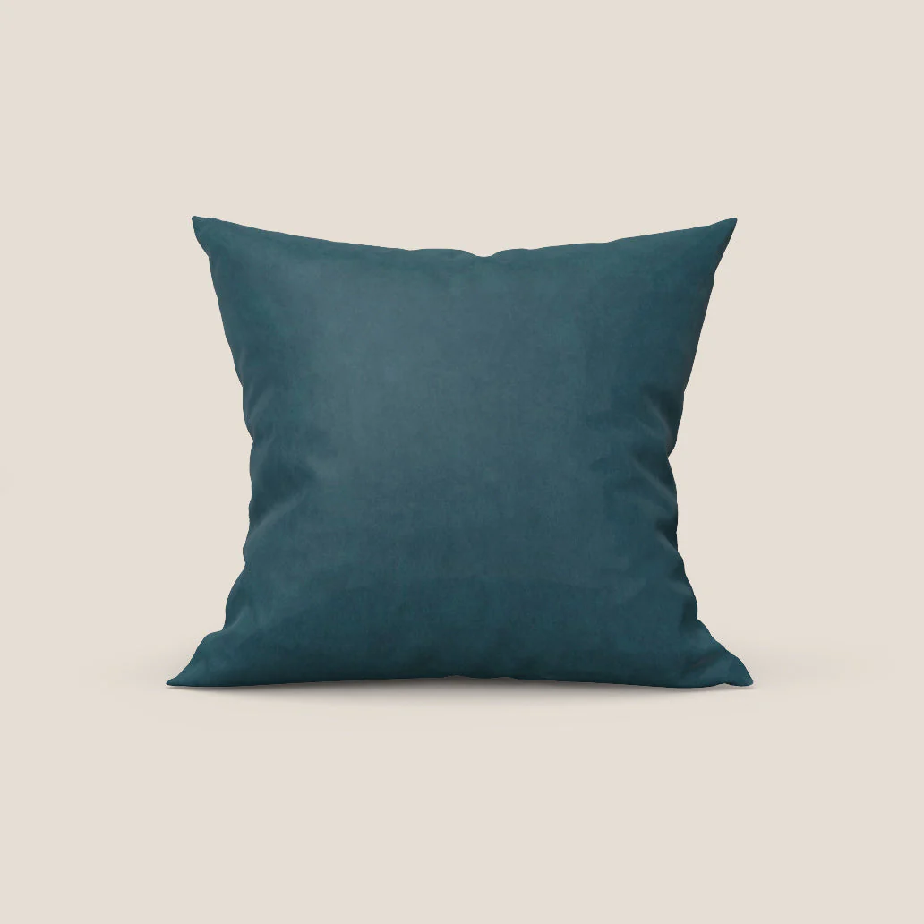 Rotterdam coussin disponible en plusieurs couleurs, en microfibre effet velours satiné imperméable T09 bleu