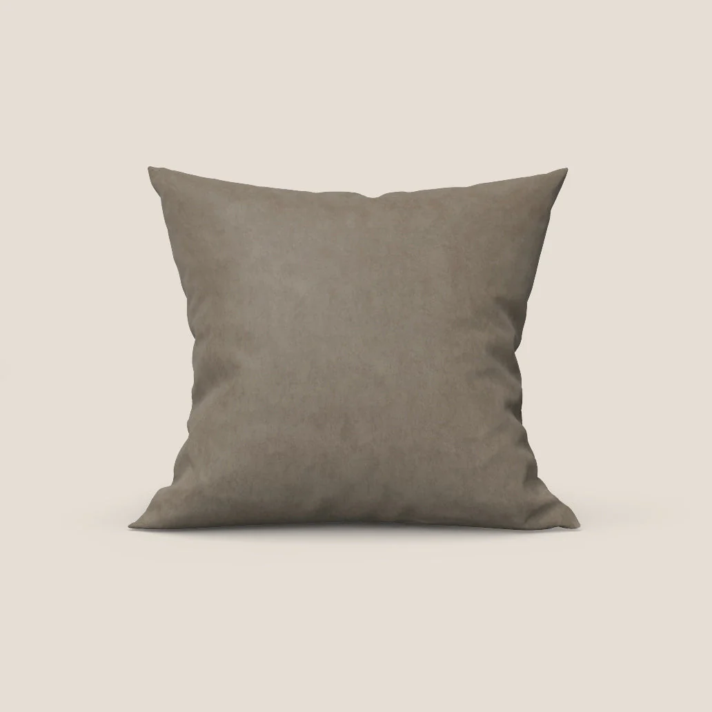 Rotterdam coussin disponible en plusieurs couleurs, en microfibre effet velours satiné imperméable T09 taupe tortora